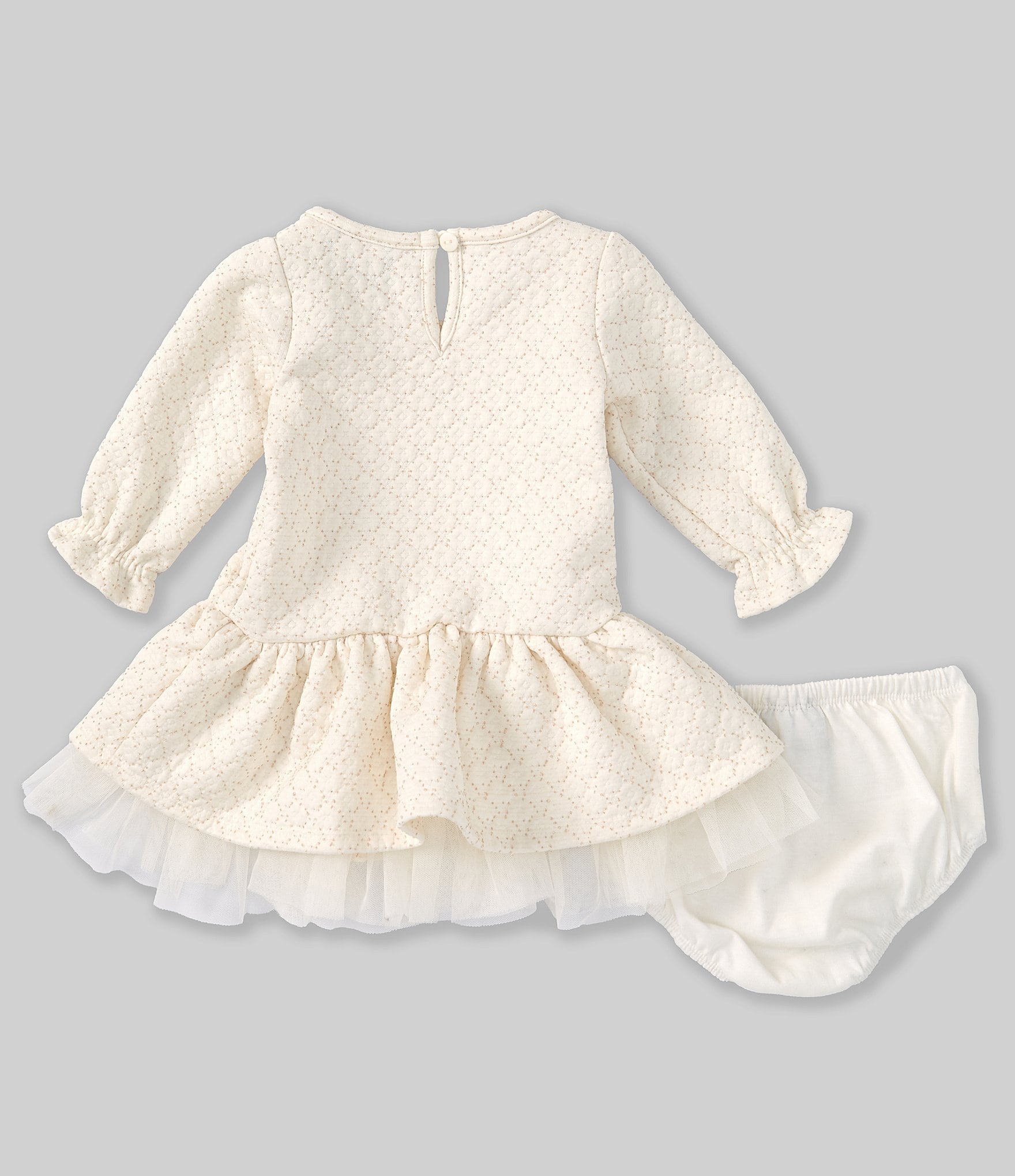 Rare Editions Baby Girls 3-24 Months Long Sleeve Knit/Mesh Fit & Flare Dress