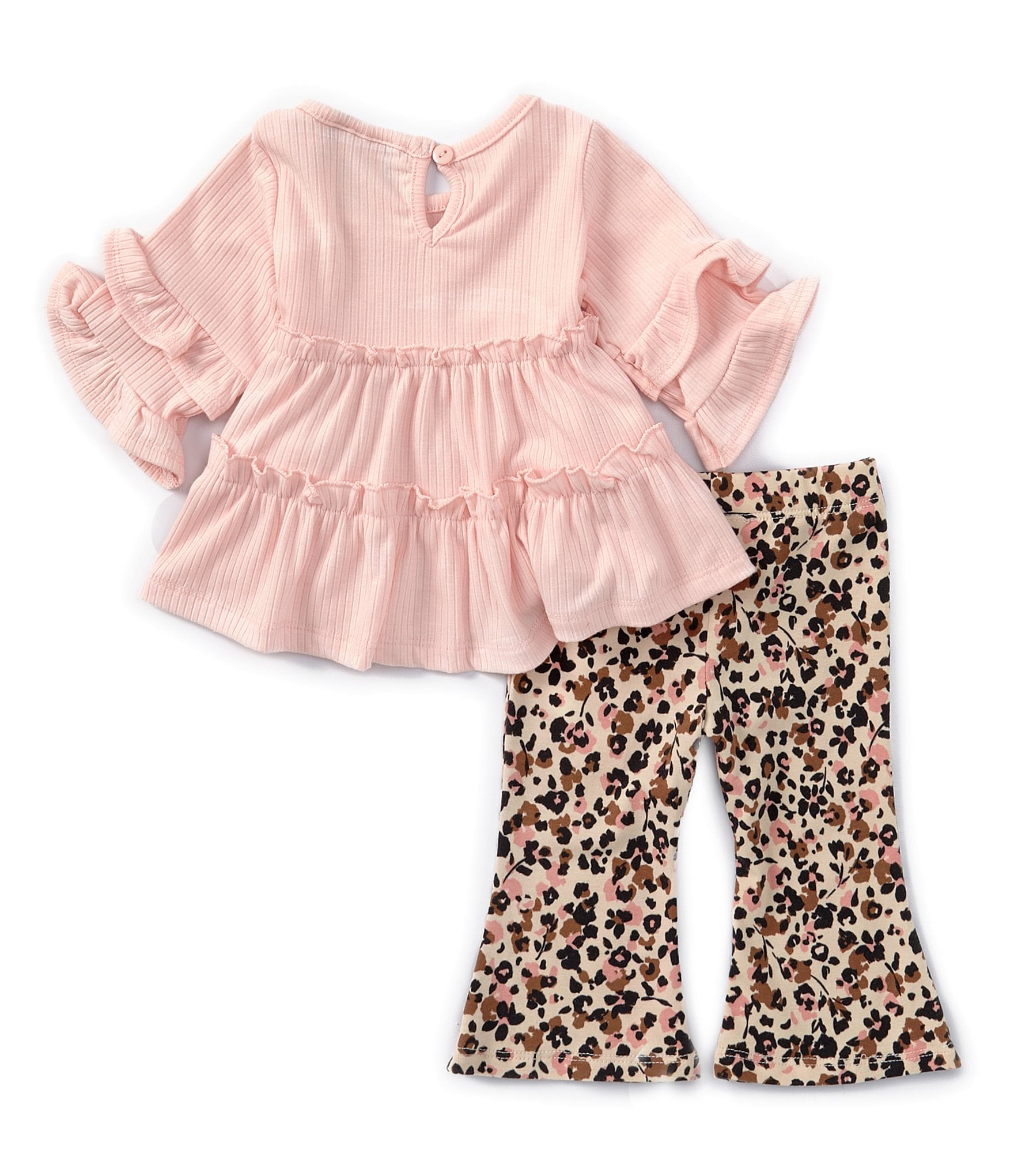 Rare Editions Baby Girls 3-24 Months Long Sleeve Solid Tunic Top & Leopard-Printed Leggings Set