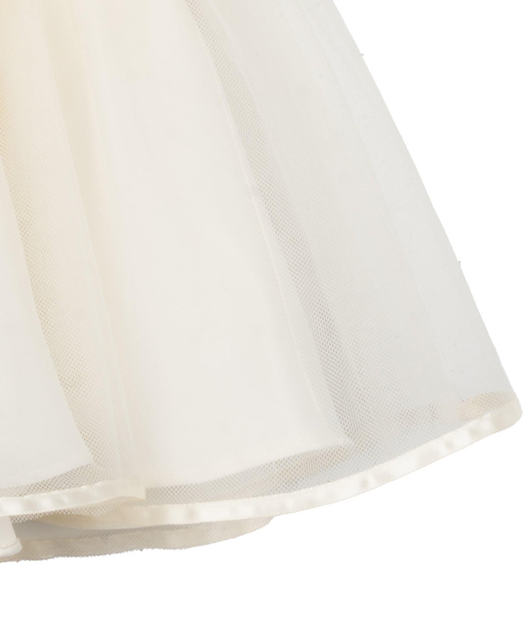 Rare Editions Baby Girls Sleeveless Basketweave-Bodice/Tulle-Skirted Fit-And-Flare Dress