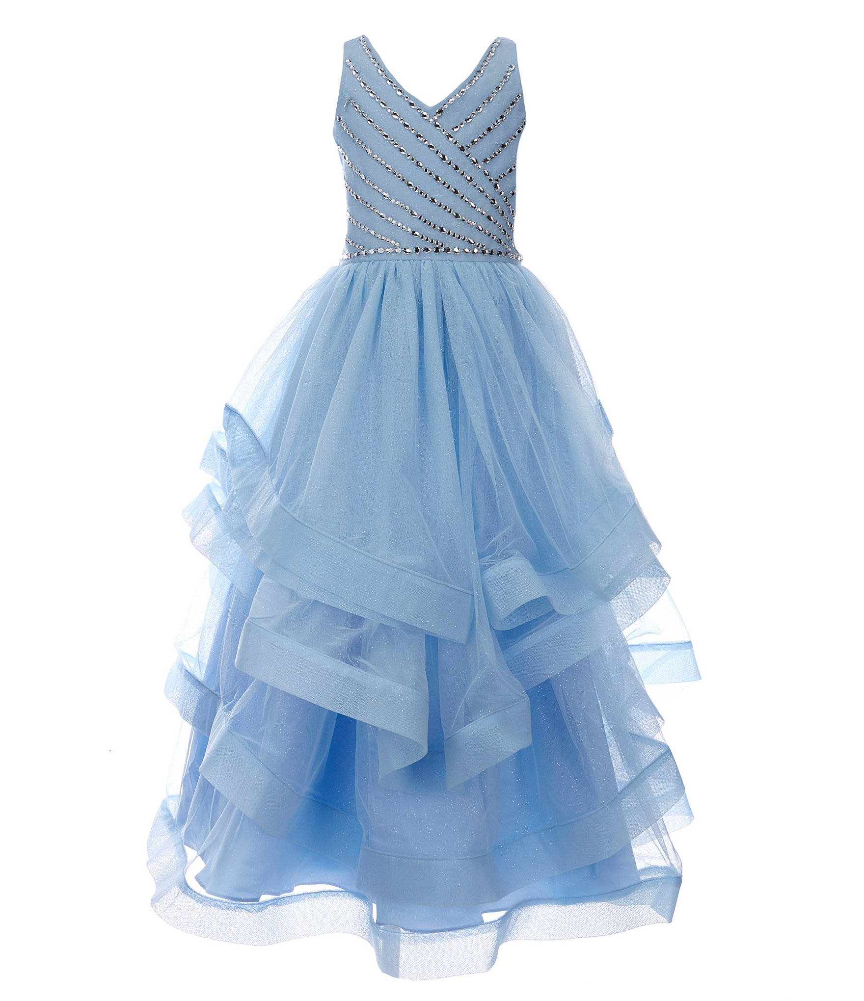 Sky Blue Short Length Flower Girl Dress 5825SB – Sparkly Gowns