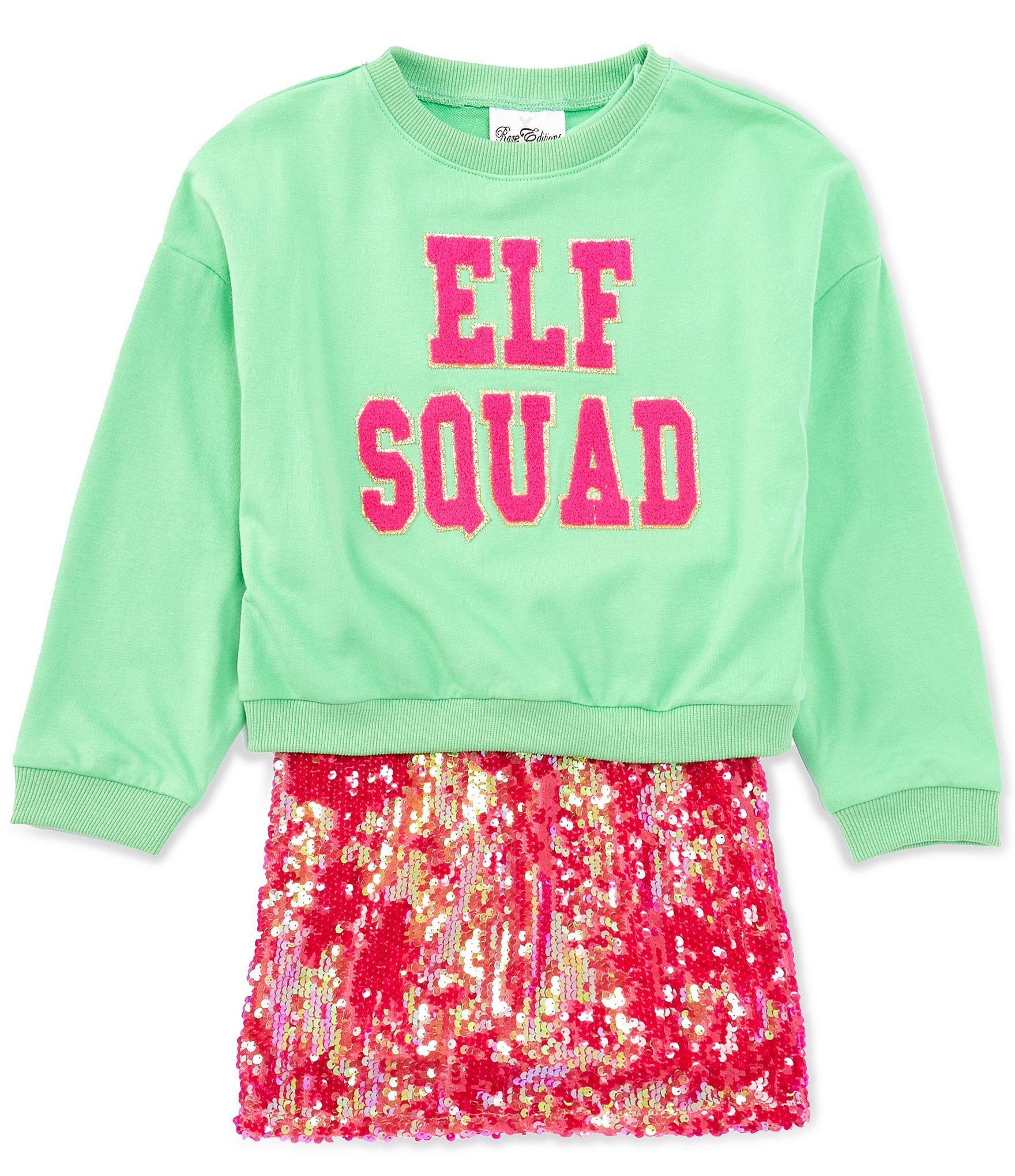 Rare Editions Big Girls 7-16 Long-Sleeve Elf Squad Fleece Sweatshirt ...
