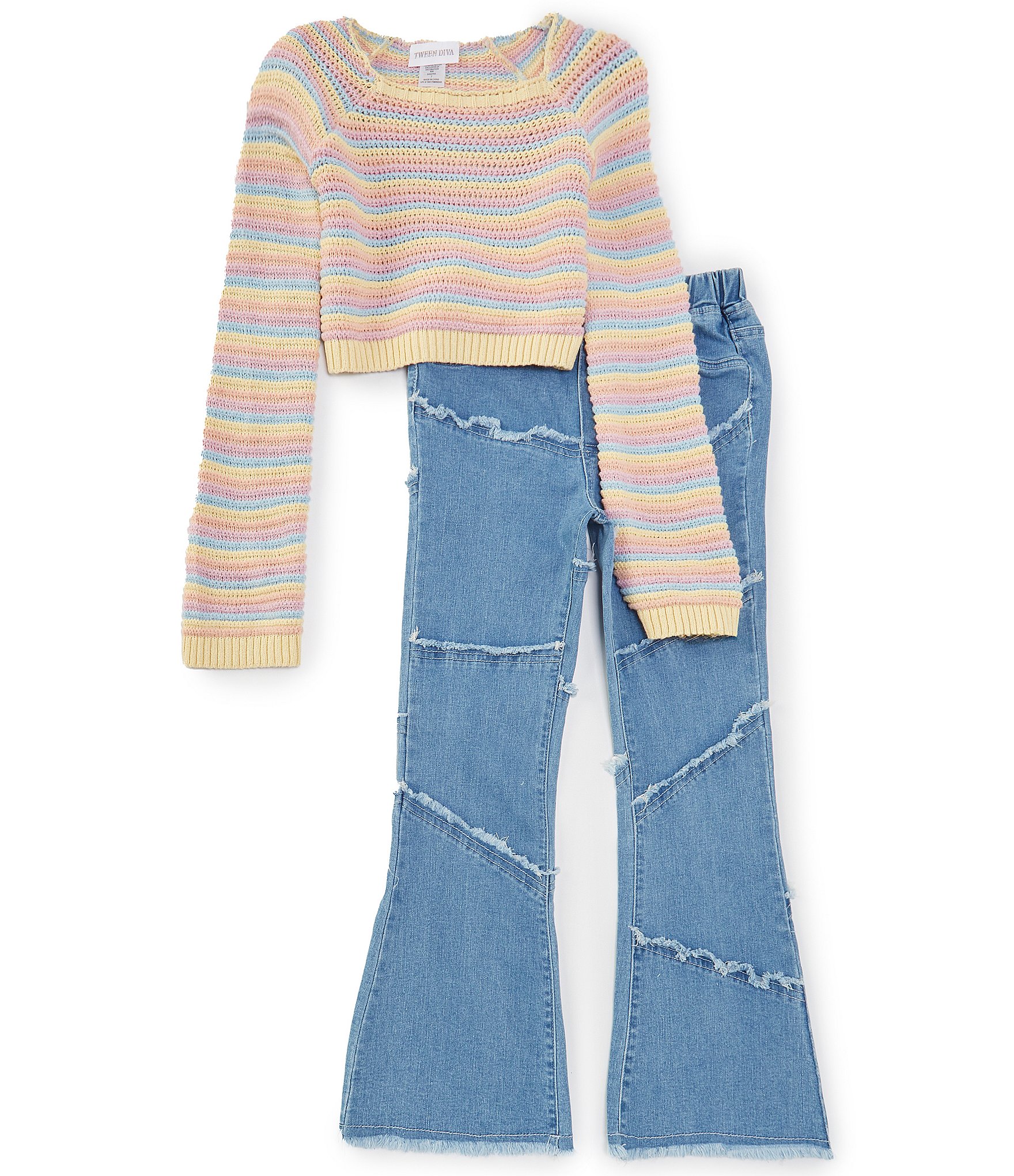Diva Striped Denim Bell Pants Diva Striped Denim Bell Pants