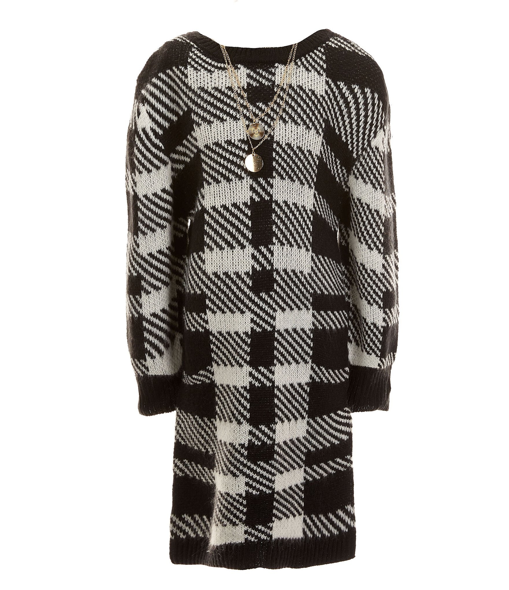 Rare Editions Big Girls 7 16 Long Sleeve Tartan Plaid Sweater Knit Sheath Dress Dillard s