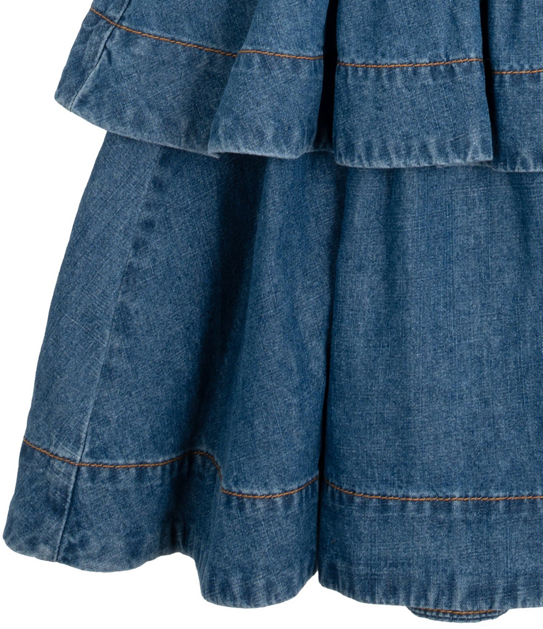 Rare Editions Big Girls Short-Sleeve Solid Knit T-Shirt & Sleeveless Ruffled Denim Dress