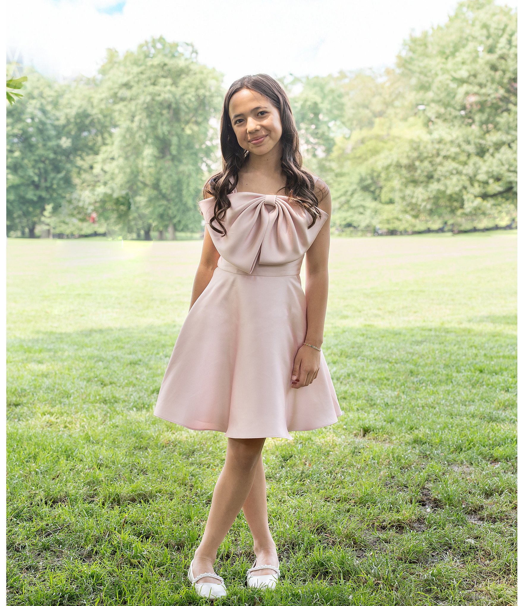 Rare Editions Big Girls Sleeveless Bow-Accented Mikado Fit & Flare Dress