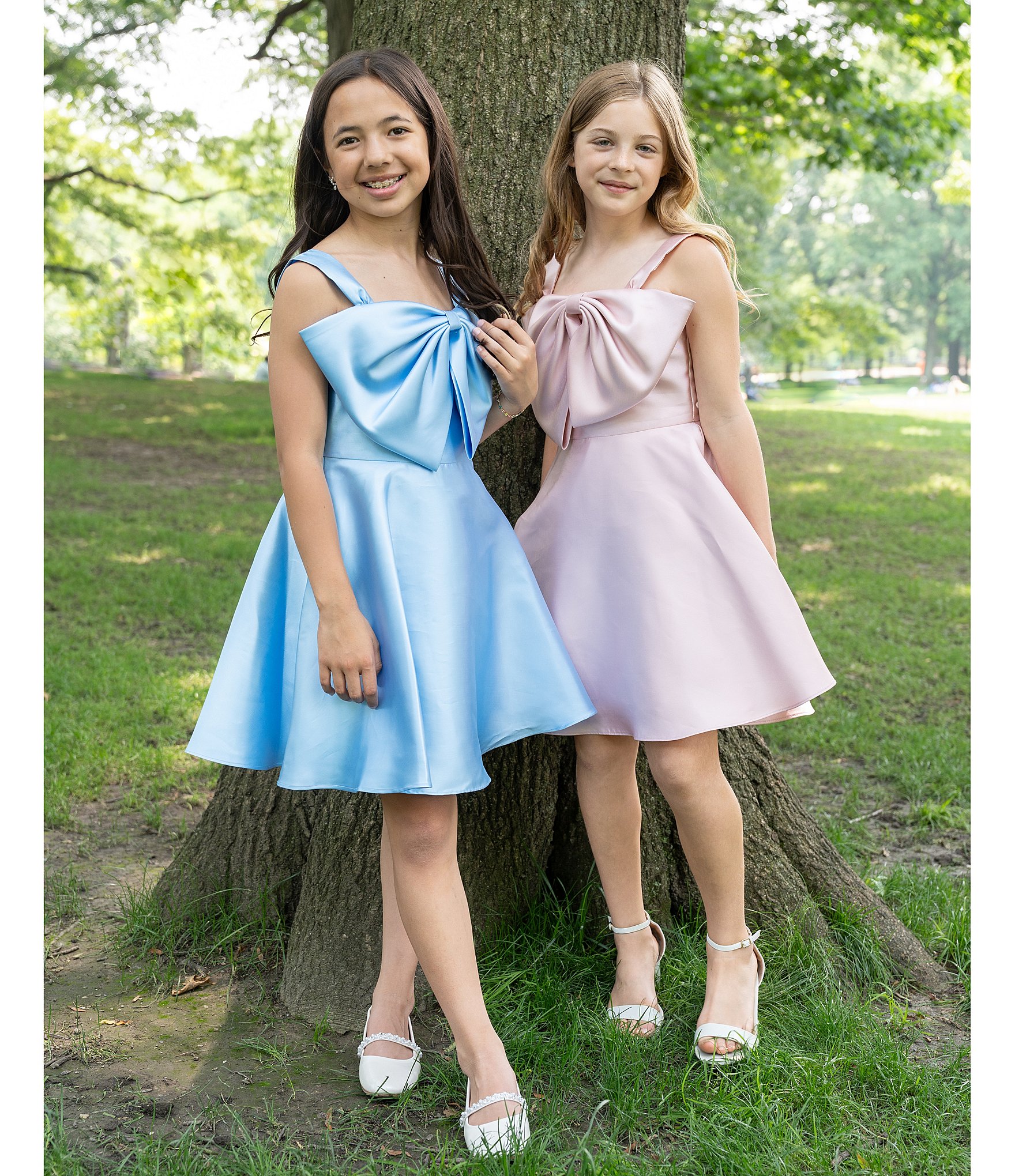 Rare Editions Big Girls Sleeveless Bow-Accented Mikado Fit & Flare Dress