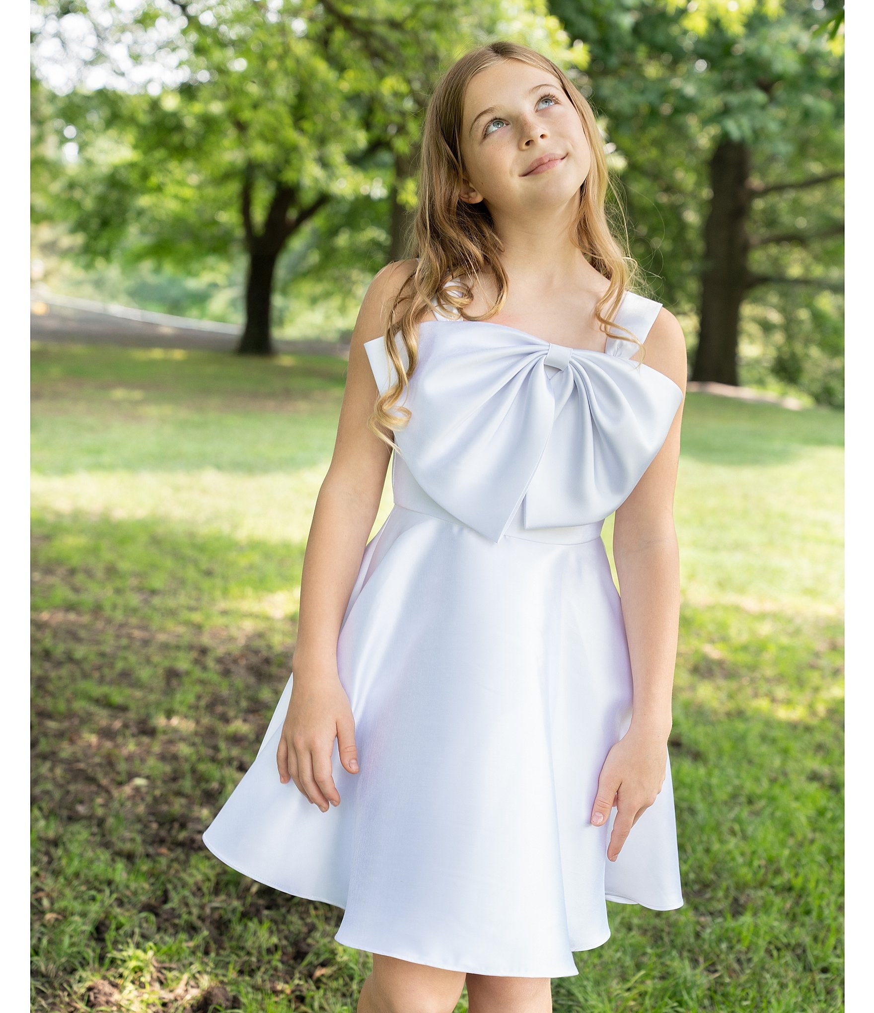 Rare Editions Big Girls Sleeveless Bow-Accented Mikado Fit & Flare Dress