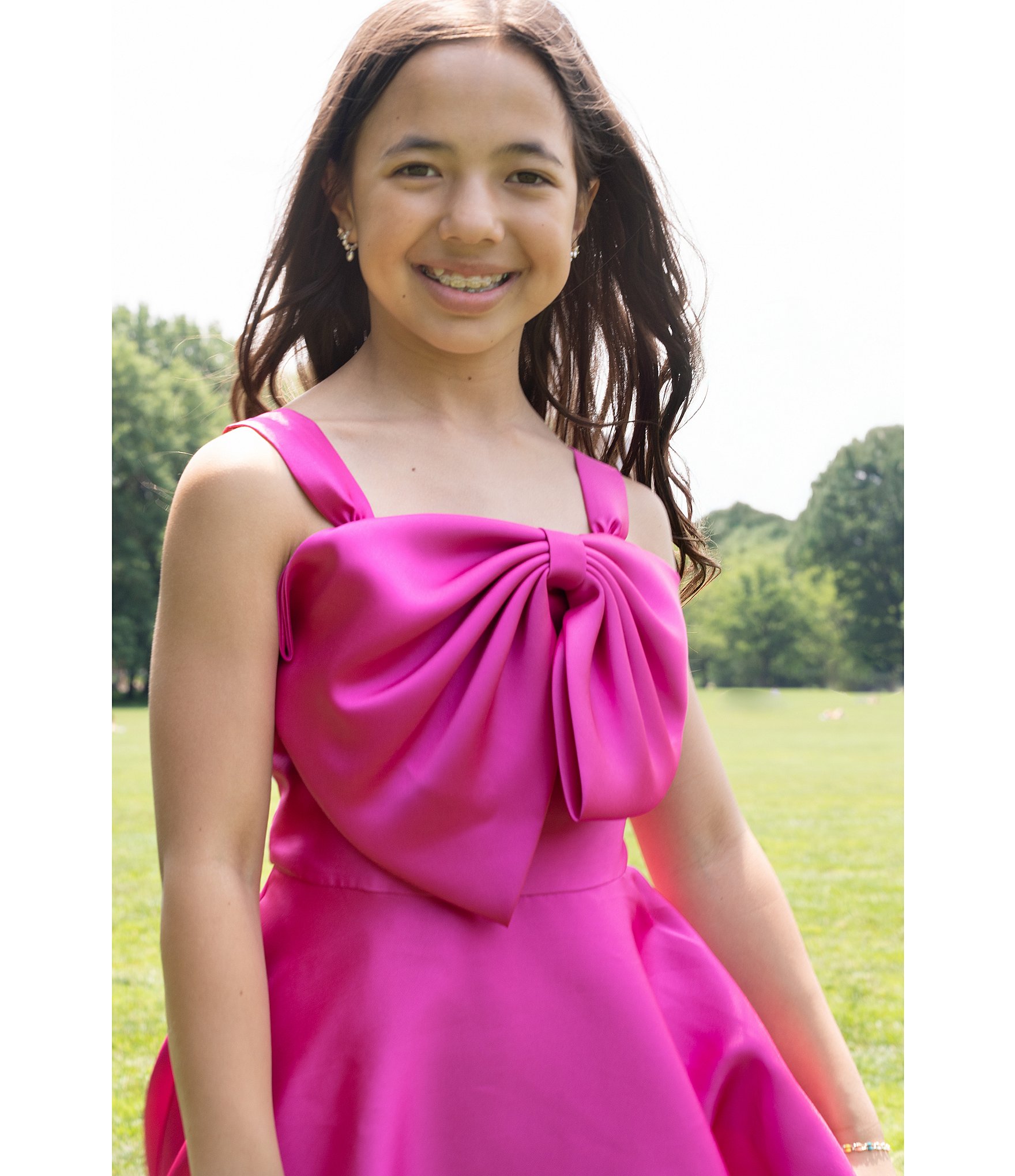 Rare Editions Big Girls Sleeveless Bow-Accented Mikado Fit & Flare Dress