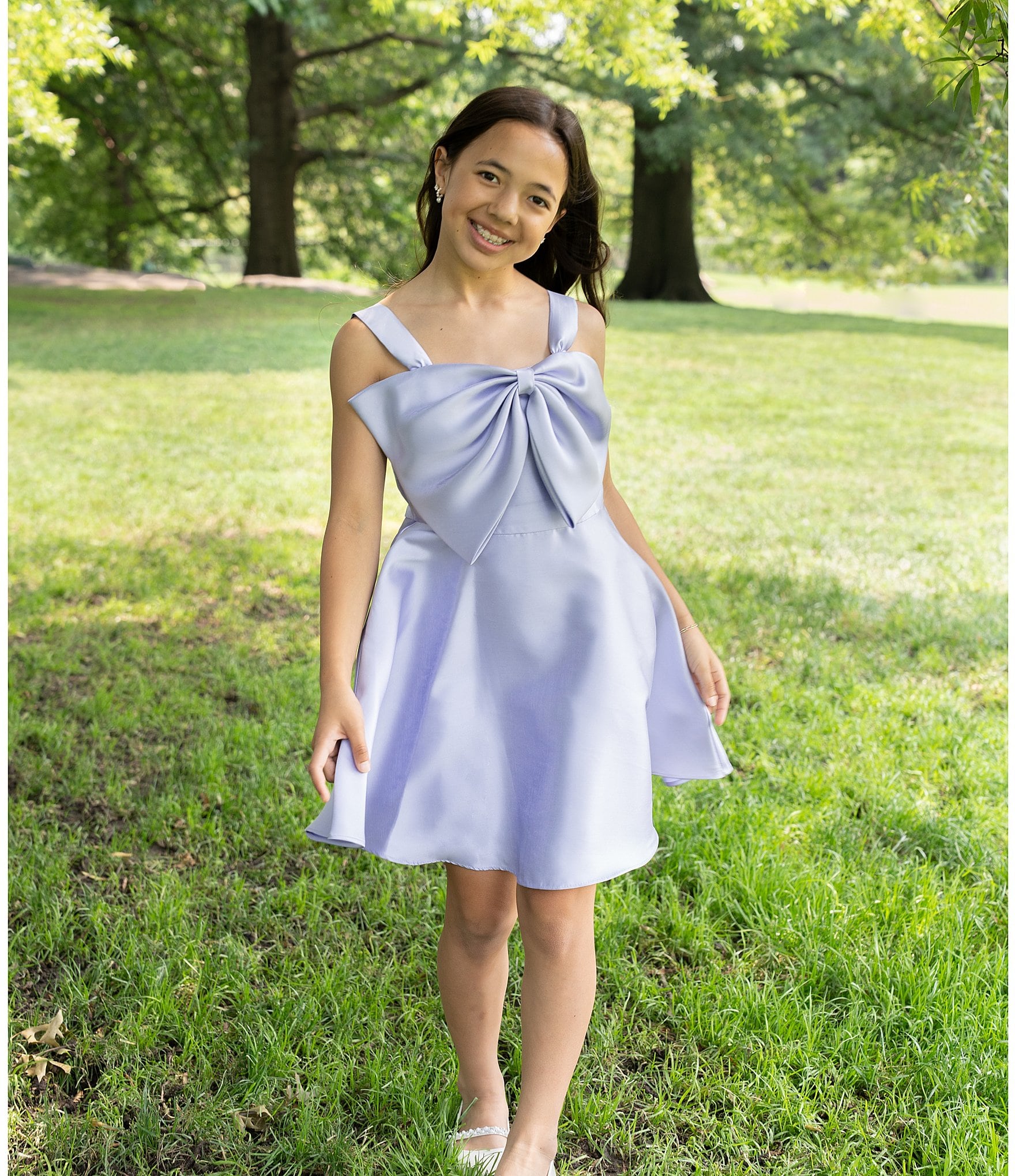 Rare Editions Big Girls Sleeveless Bow-Accented Mikado Fit & Flare Dress