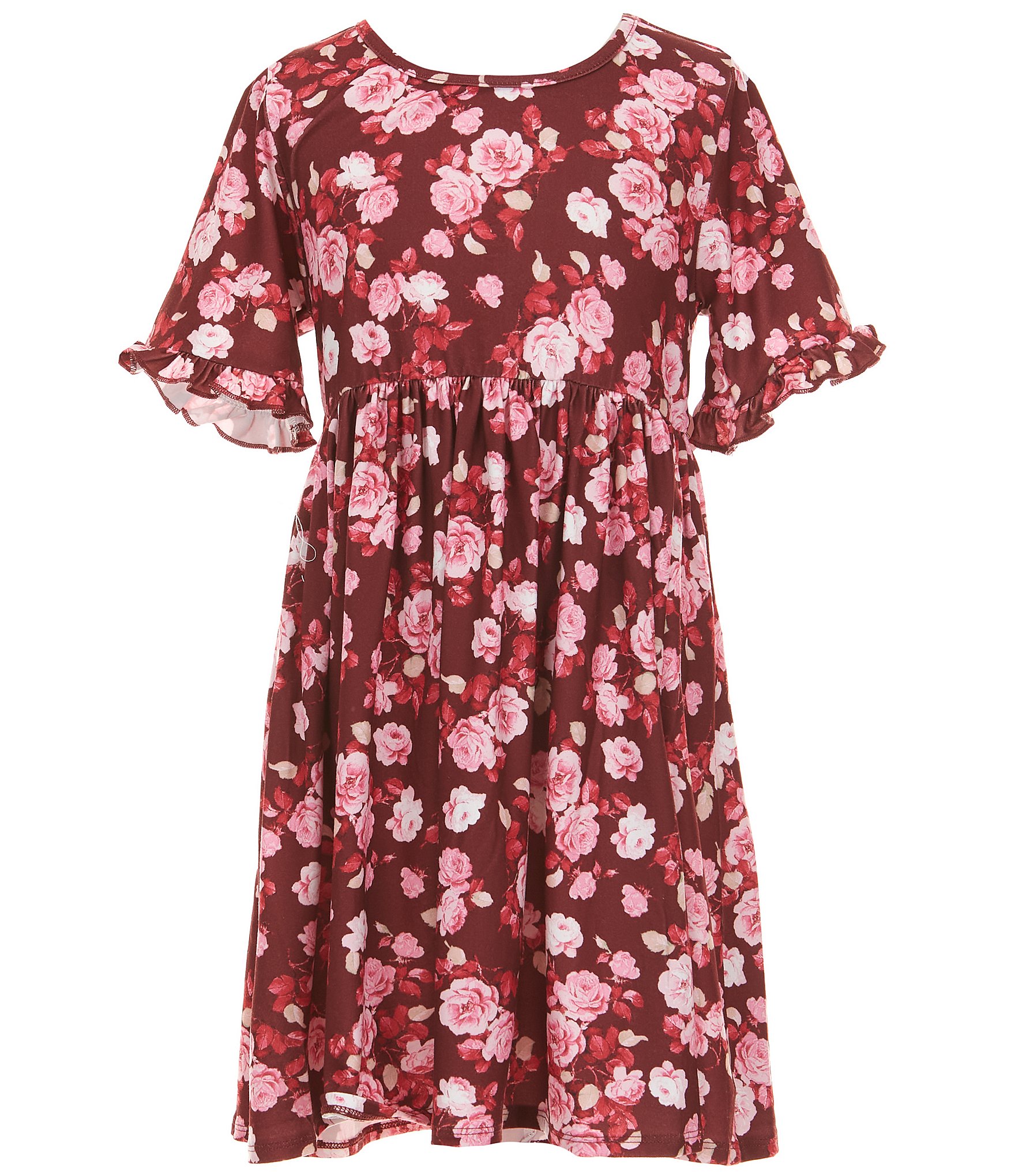 Rare Editions Big Girls Sleeveless Crocheted Cardigan & Short-Sleeve Floral-Printed Fit-And-Flare Dress Set