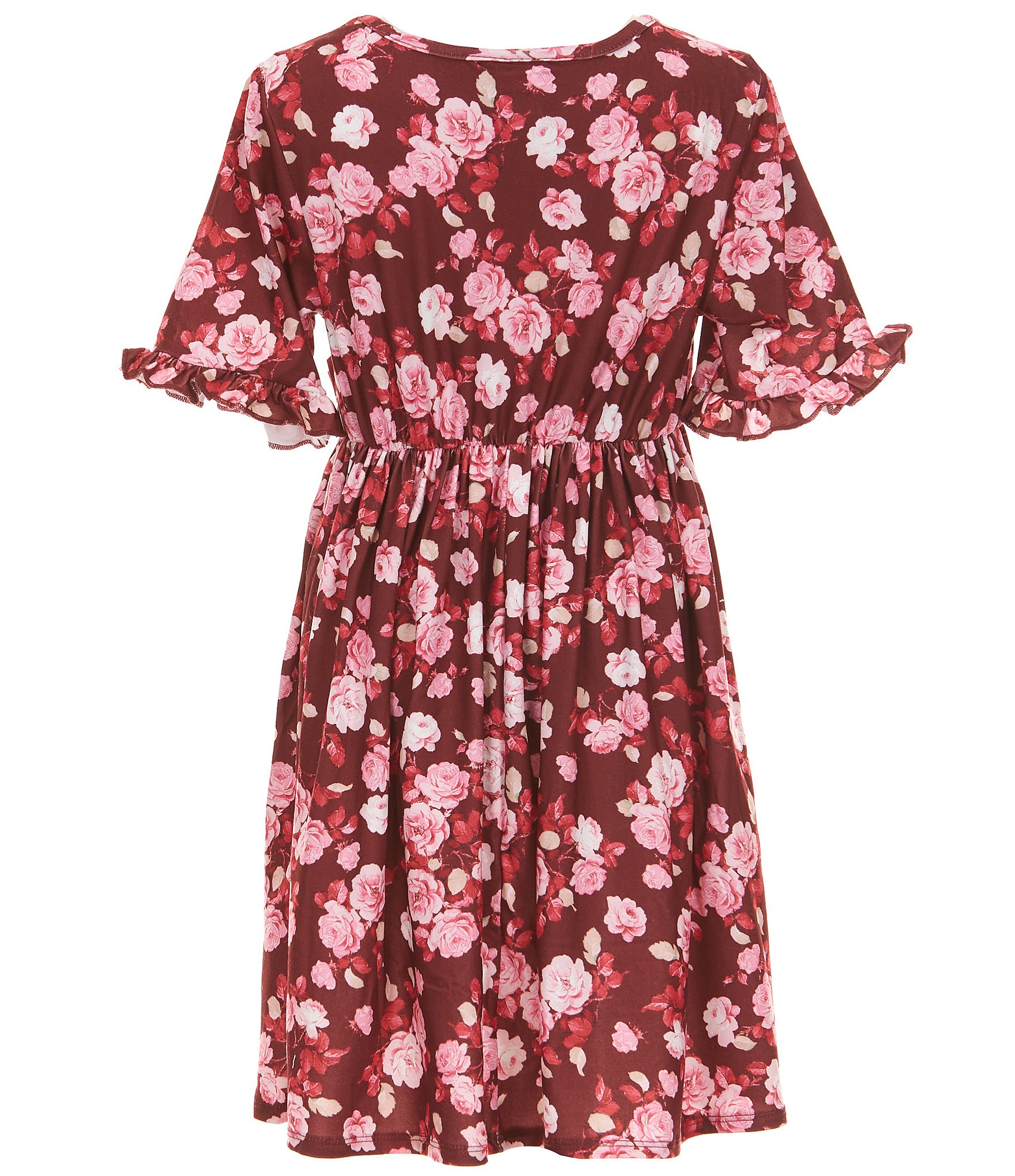 Rare Editions Big Girls Sleeveless Crocheted Cardigan & Short-Sleeve Floral-Printed Fit-And-Flare Dress Set