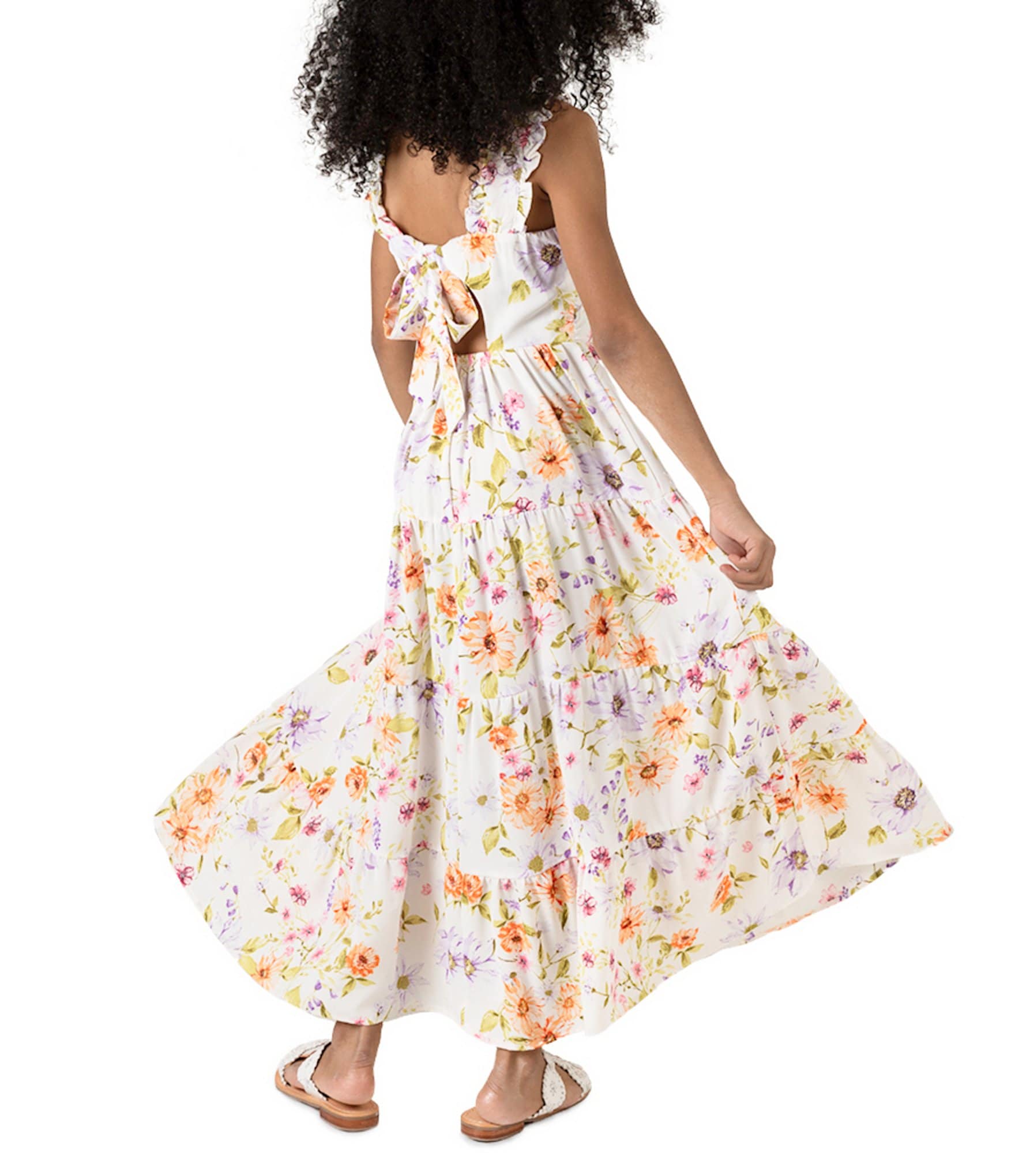 Rare Editions Big Girls 7-16 Sleeveless Floral-Printed Long Dress