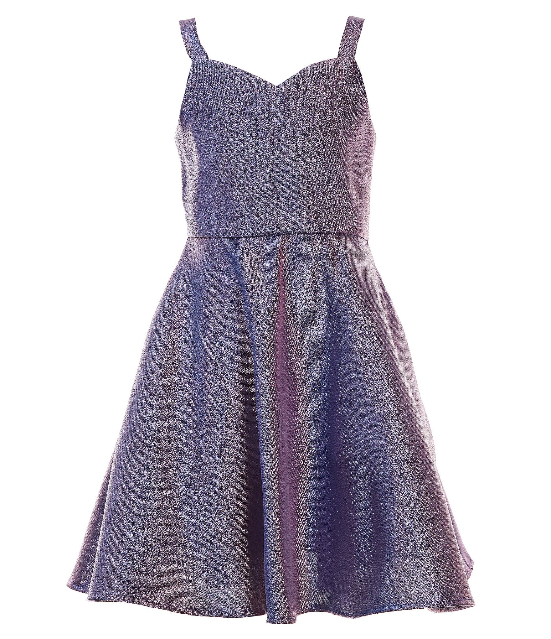 Metallic fit store and flare dress