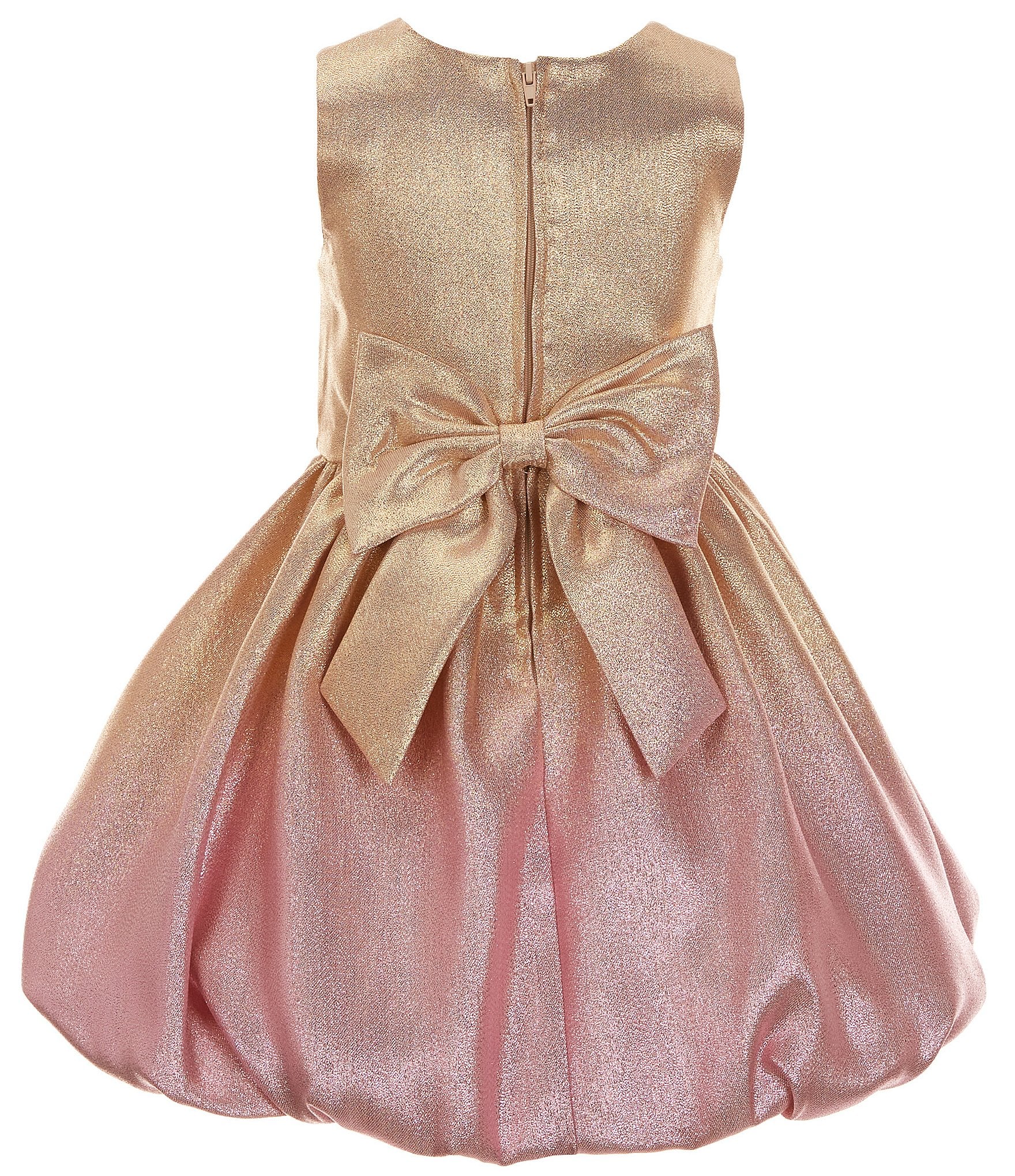 Rare Editions Big Girls 7-16 Sleeveless Ombre Metallic Bow-Back Fit-And-Flare Dress