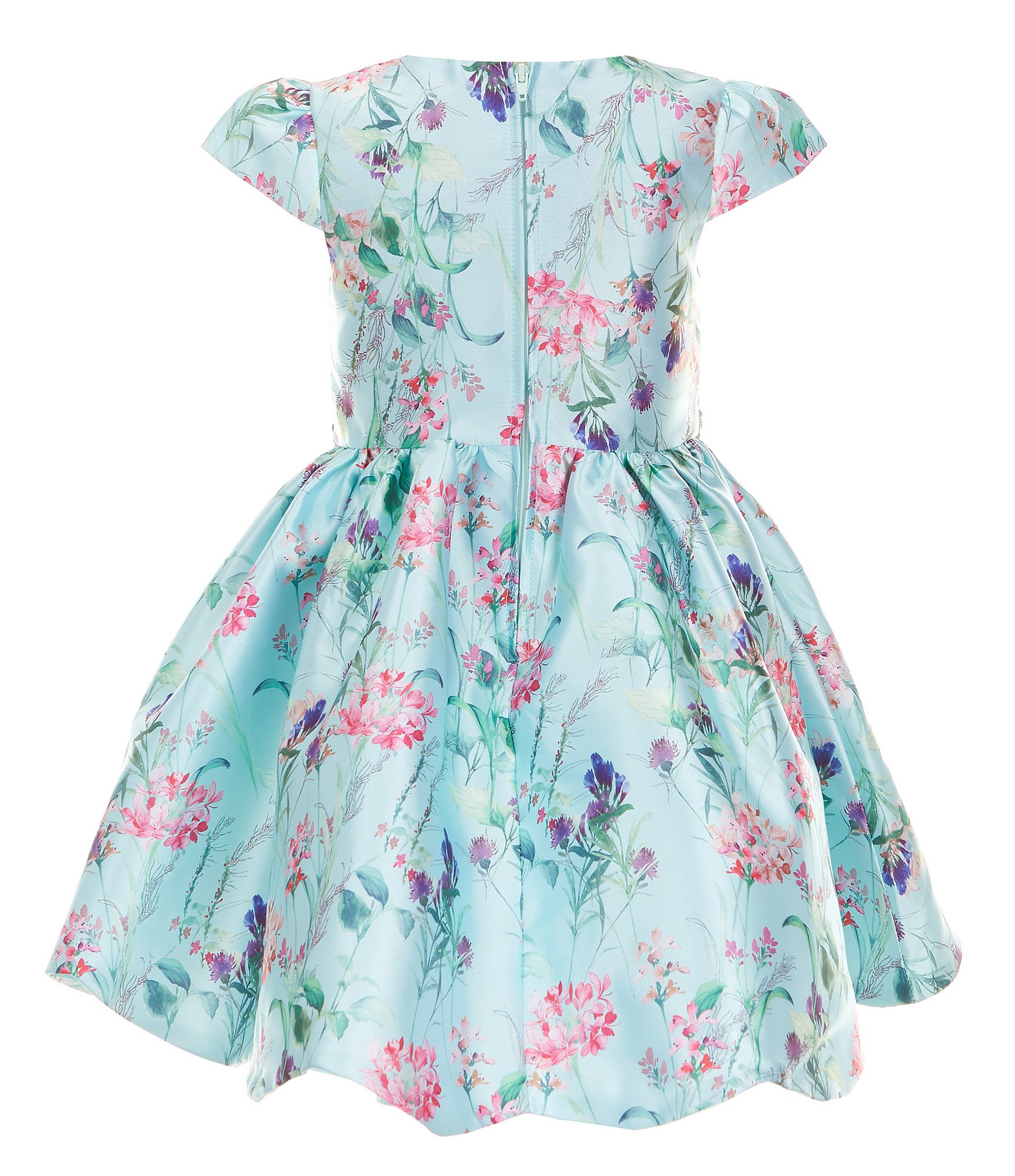 Rare Editions Little Girls 2T-6X Cap-Sleeve Floral-Printed Mikado Fit-And-Flare Dress