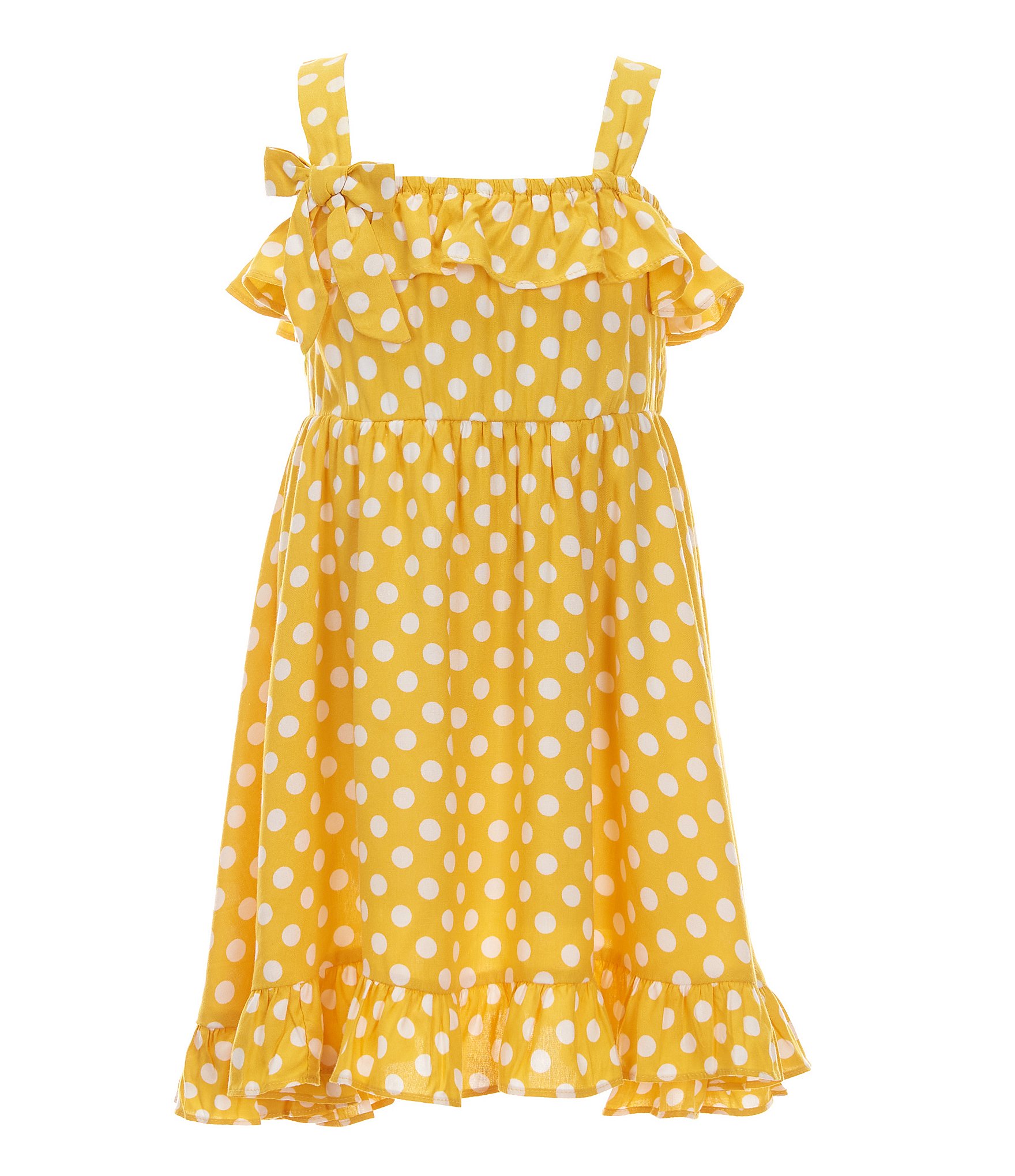 Rare Editions Little Girls 2T-6X Cold-Shoulder Dot-Printed Ruffle-Trim ...