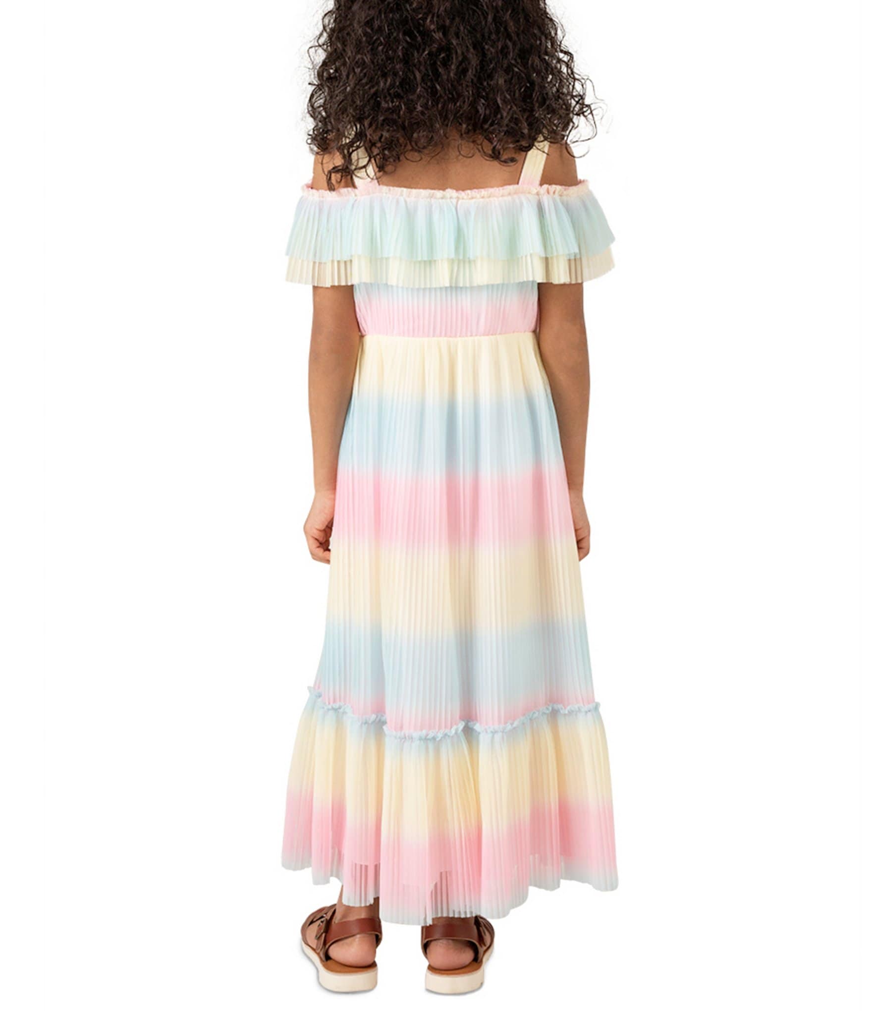 Rare Editions Little Girls 2T-6X Cold-Shoulder Ombre-Stripe Long Dress