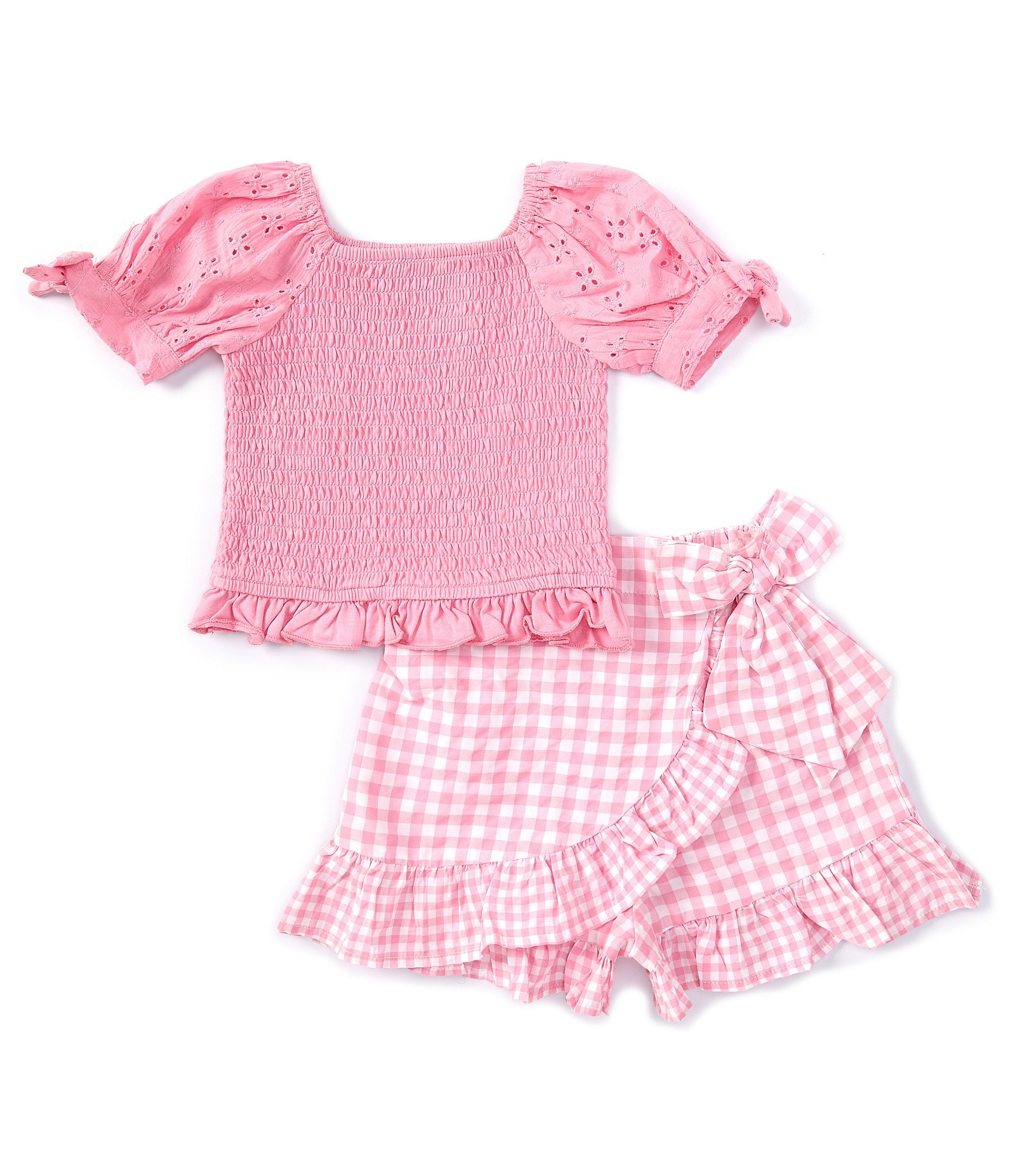Rare Editions Little Girls 2T-6X Short Sleeve Heart-Appliqued Rib-Knit Tee  & Cheetah Print Leggings Set