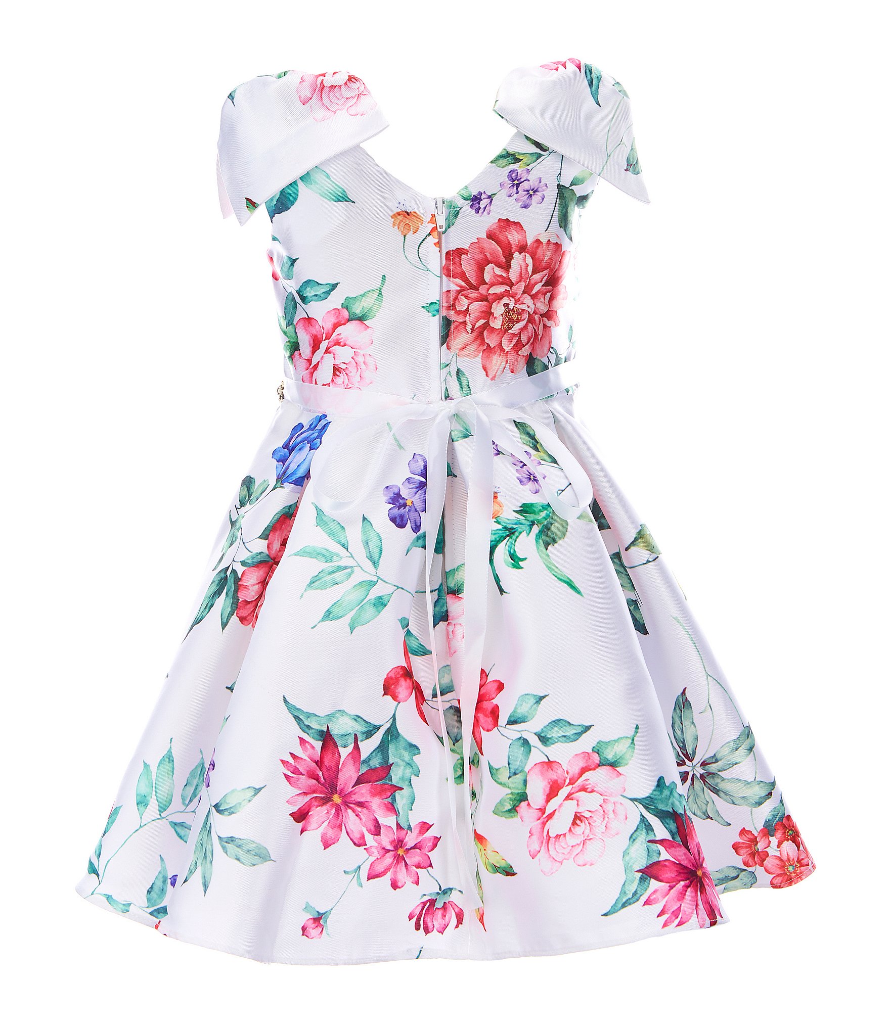 Rare Editions Little Girls 2T-6X Floral Mikado Bow Sleeve Dress