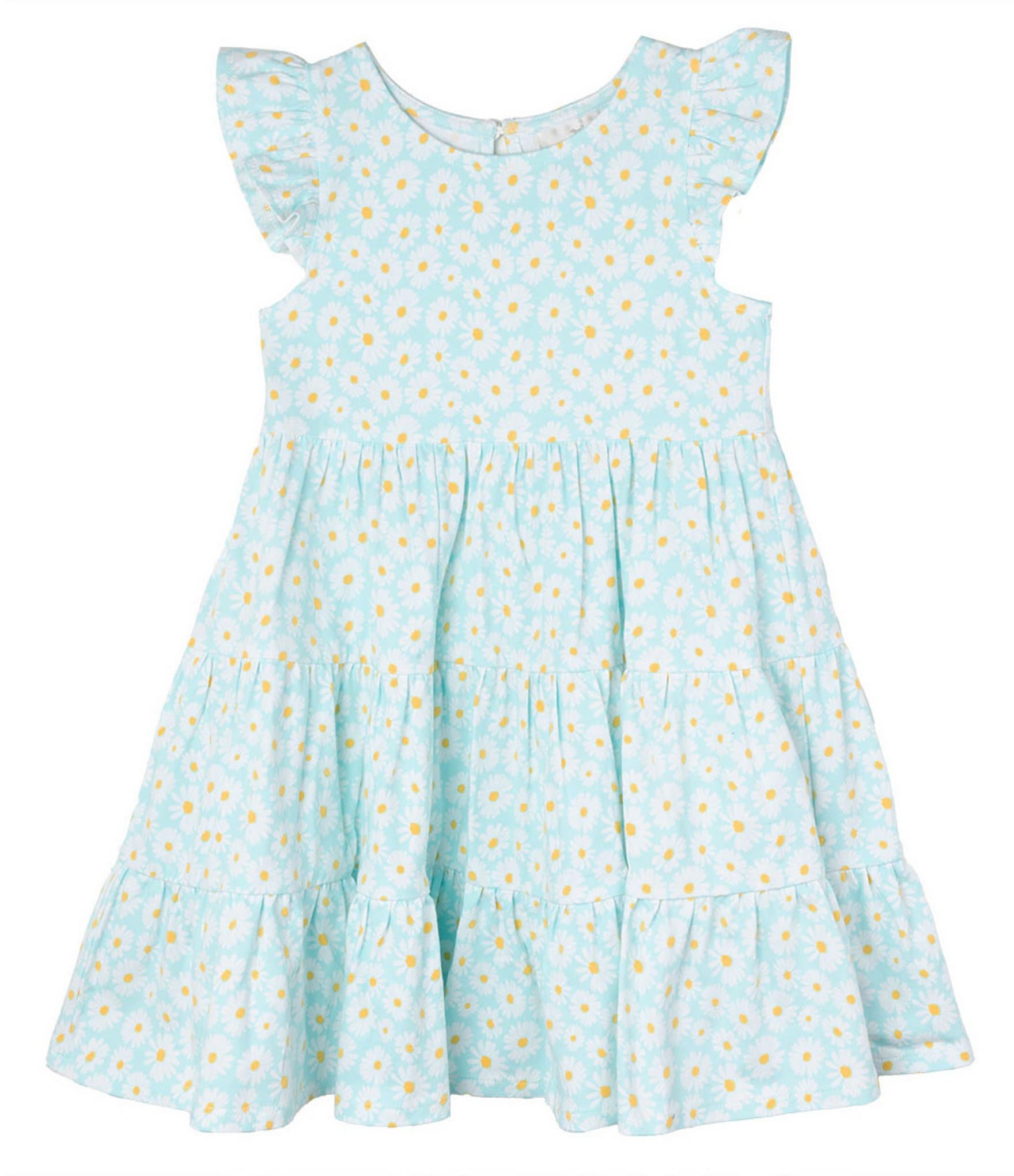 Rare Editions Little Girls 2T-6X Flutter Cap Sleeve Daisy-Printed Fit & Flare Knit Dress