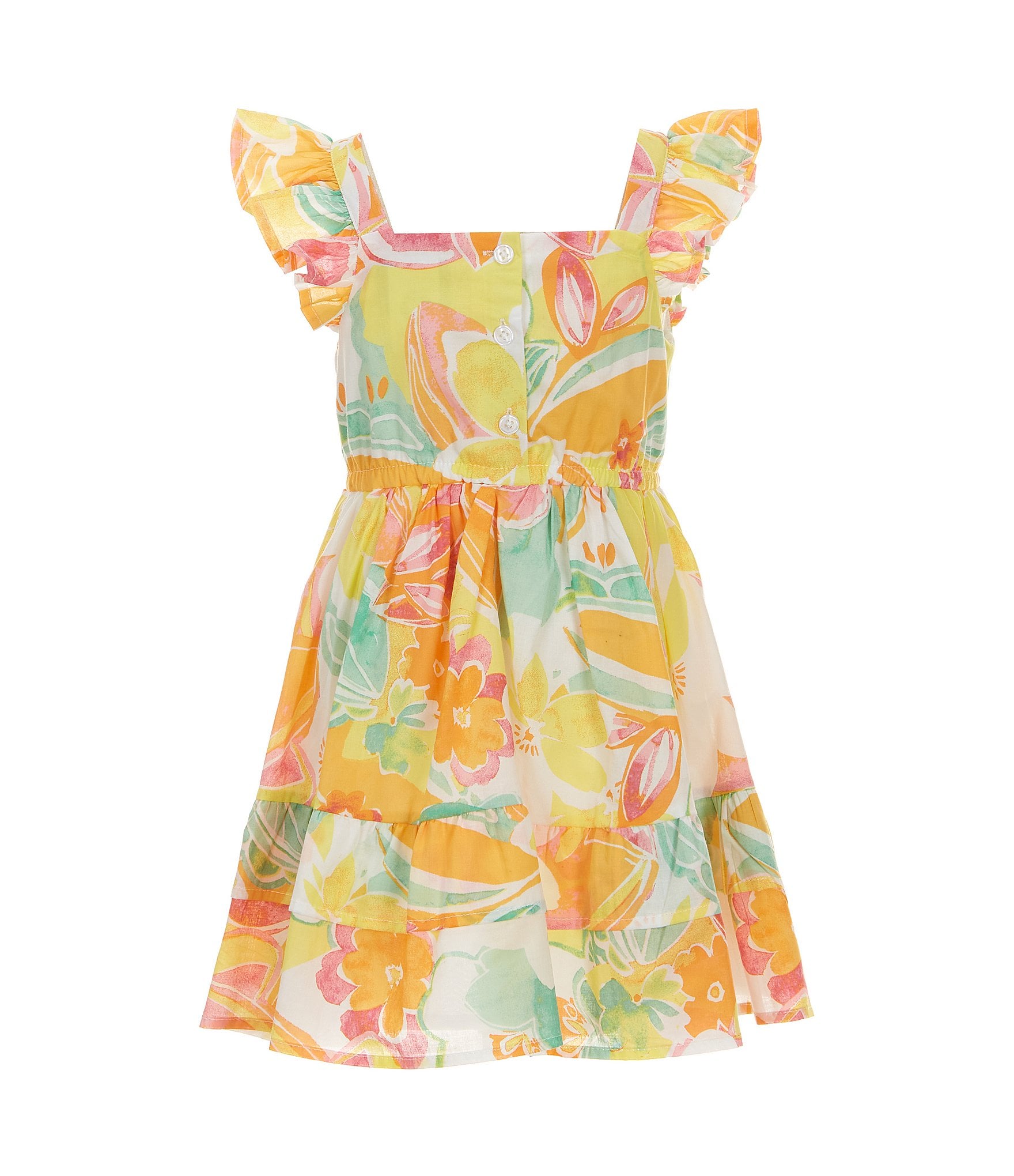 Rare Editions Little Girls 2T-6X Flutter-Strap Abstract/Floral-Print Fit-And-Flare Dress