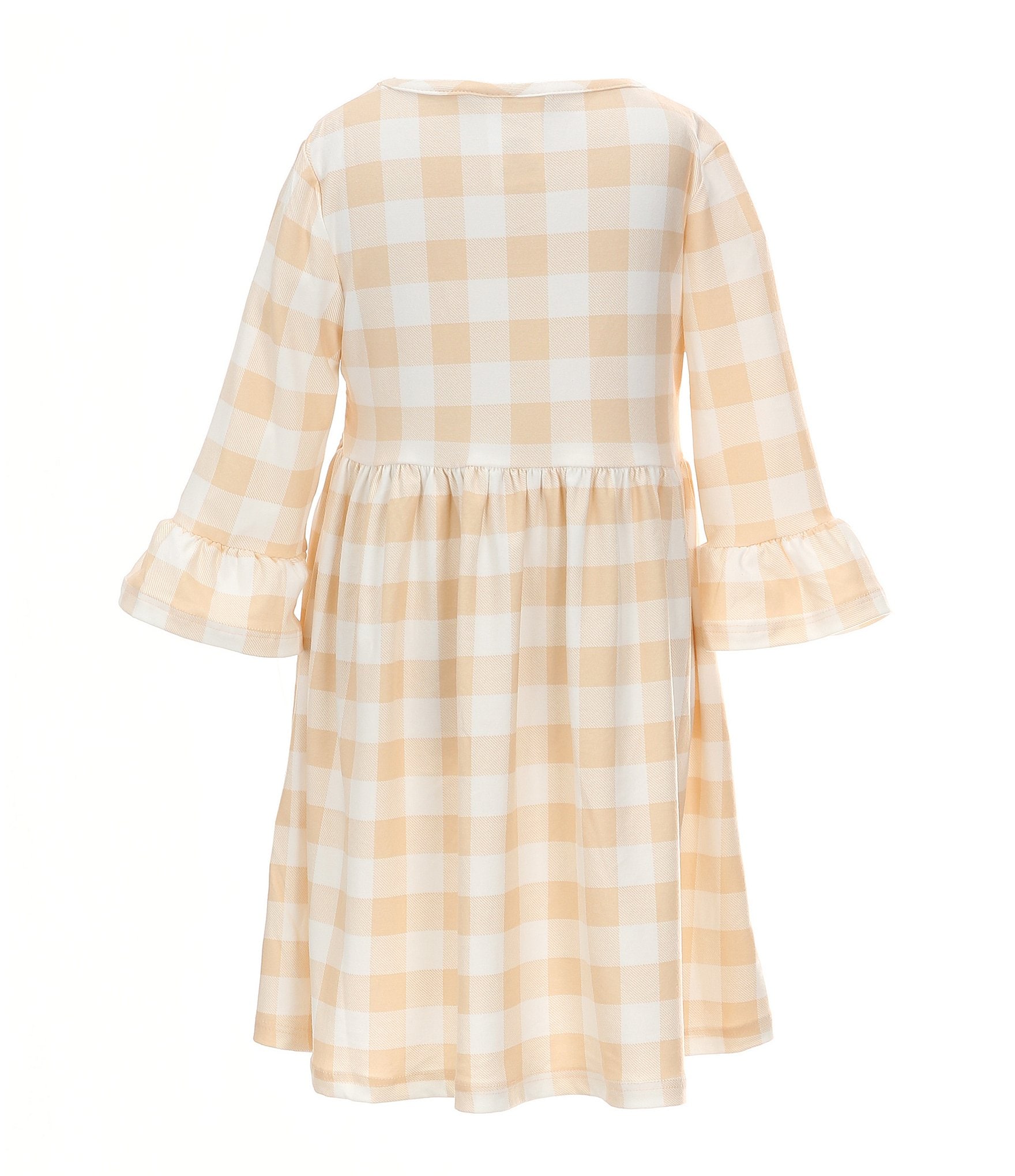 Rare Editions Little Girls 2T-6X Long Sleeve Checked/Pumpkin Dress & Long-Sleeve Pumpkin-Printed Dress 2-Pack