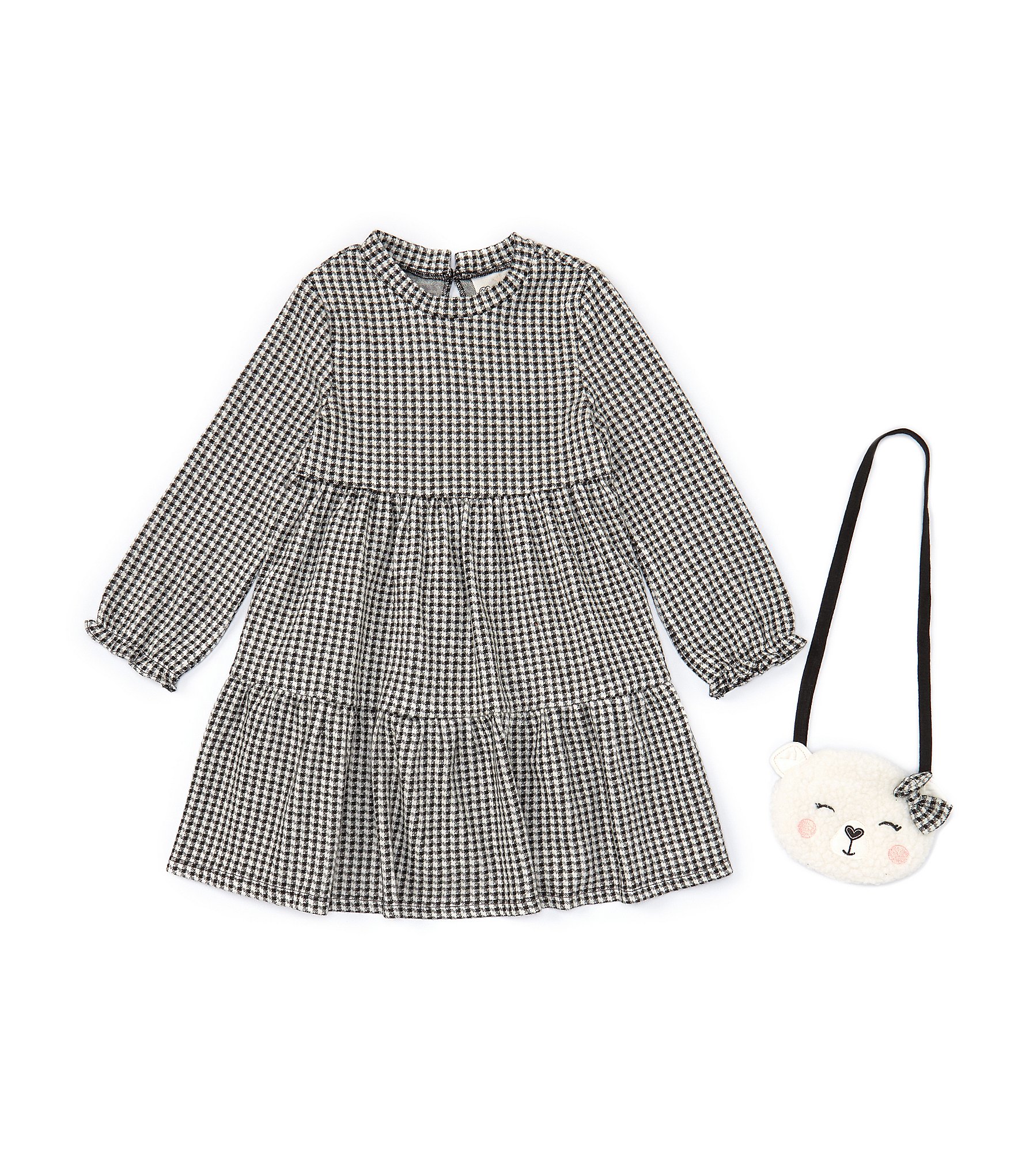 Rare Editions Little Girls 2T-6X Long Sleeve Gingham Checked Drop Waist ...