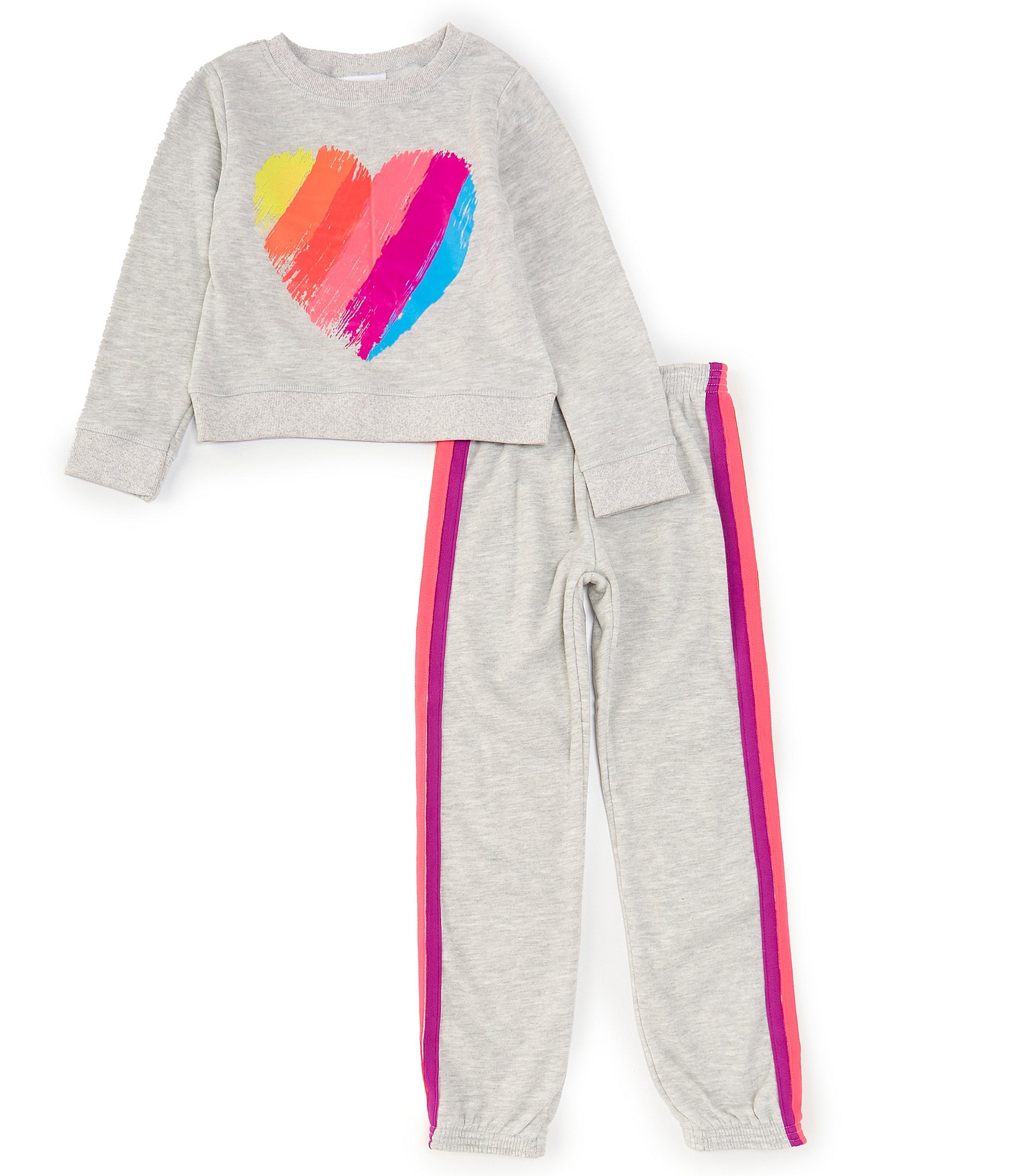 Calvin Klein Lucky Brand Little Girls 2T-6X Long Sleeve Printed French  Terry Top & Matching Rib-Knit Pant Set