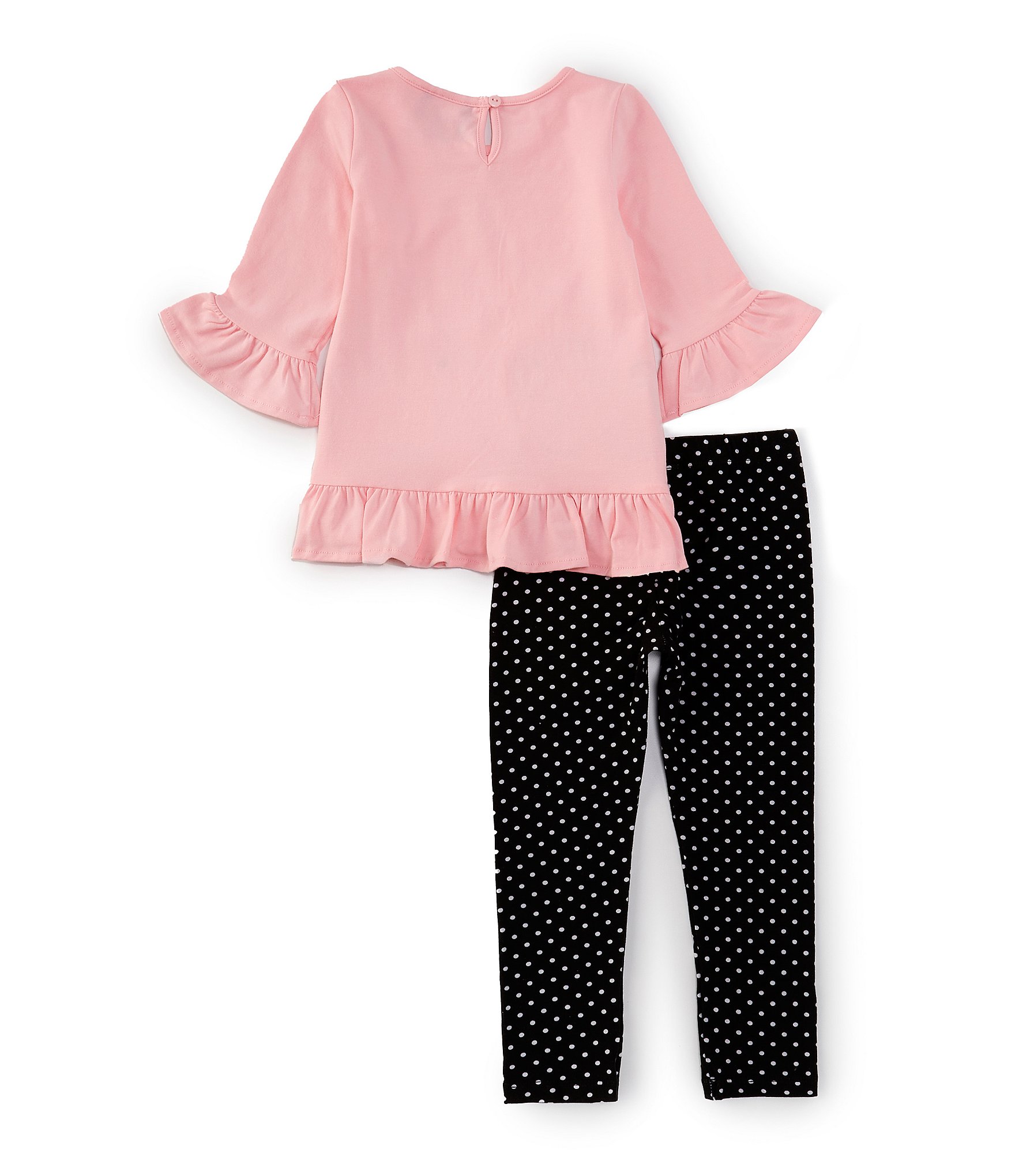 Rare Editions Little Girls 2T-6X Long-Sleeve Scottie Dog Tunic Top & Dotted Leggings Set