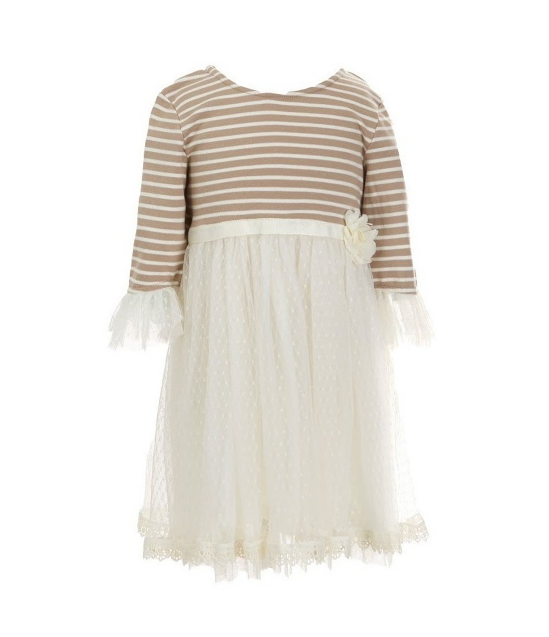 Striped flare-sleeve knit dress