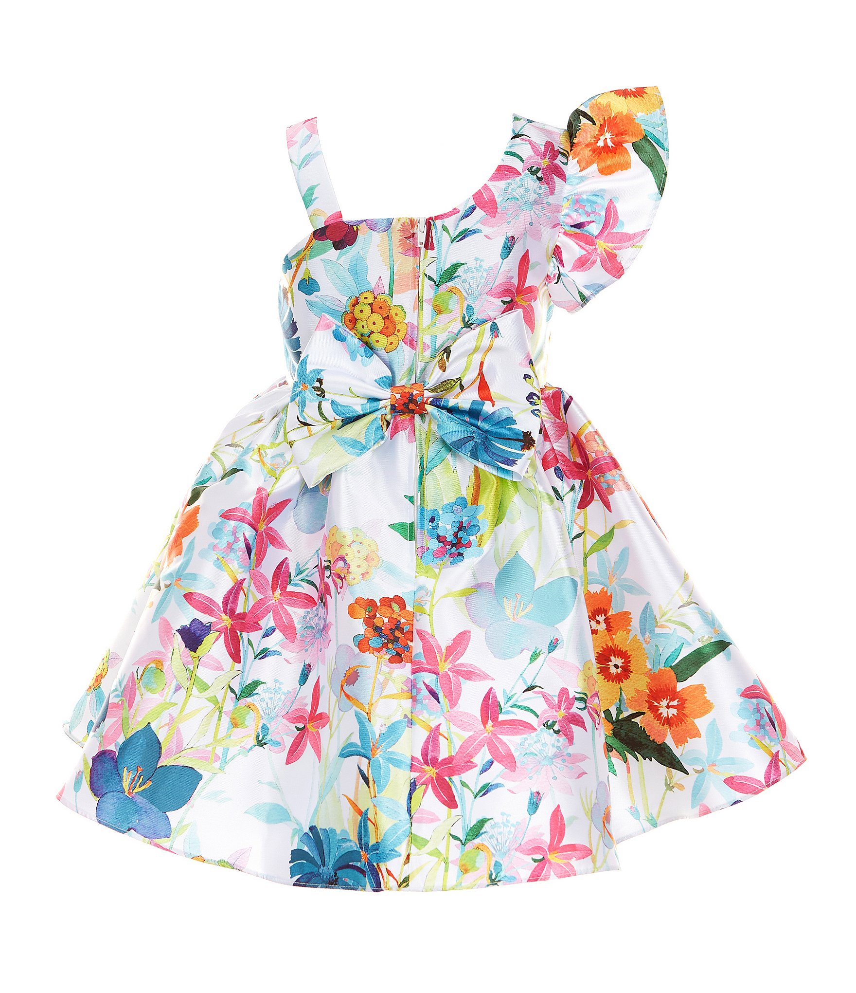 Rare Editions Little Girls 2T-6X One-Shoulder Floral Mikado Fit-And-Flare Dress