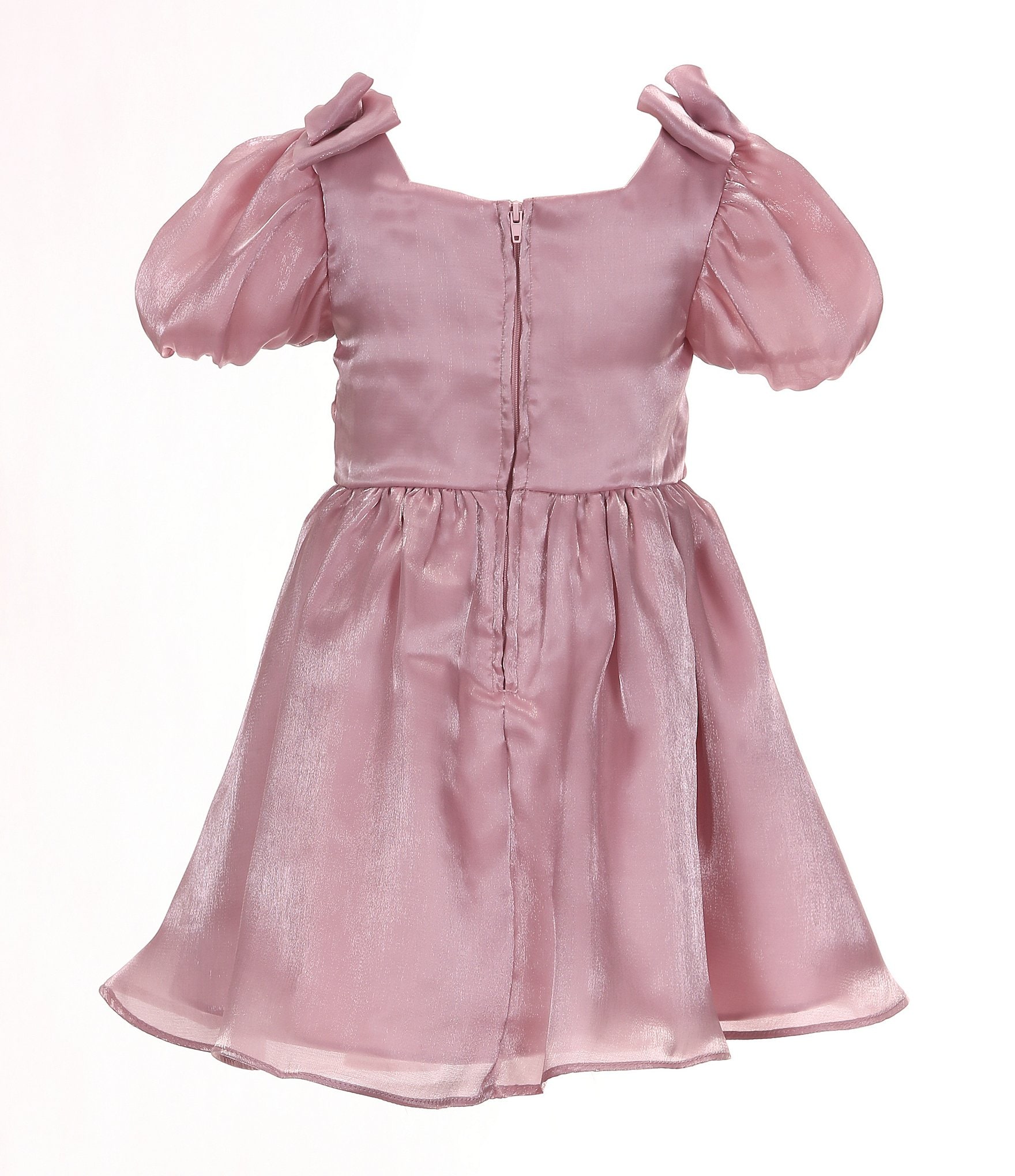 Rare Editions Little Girls 2T-6X Puffed-Sleeve Pintucked Beaded Organza Fit & Flare Dress