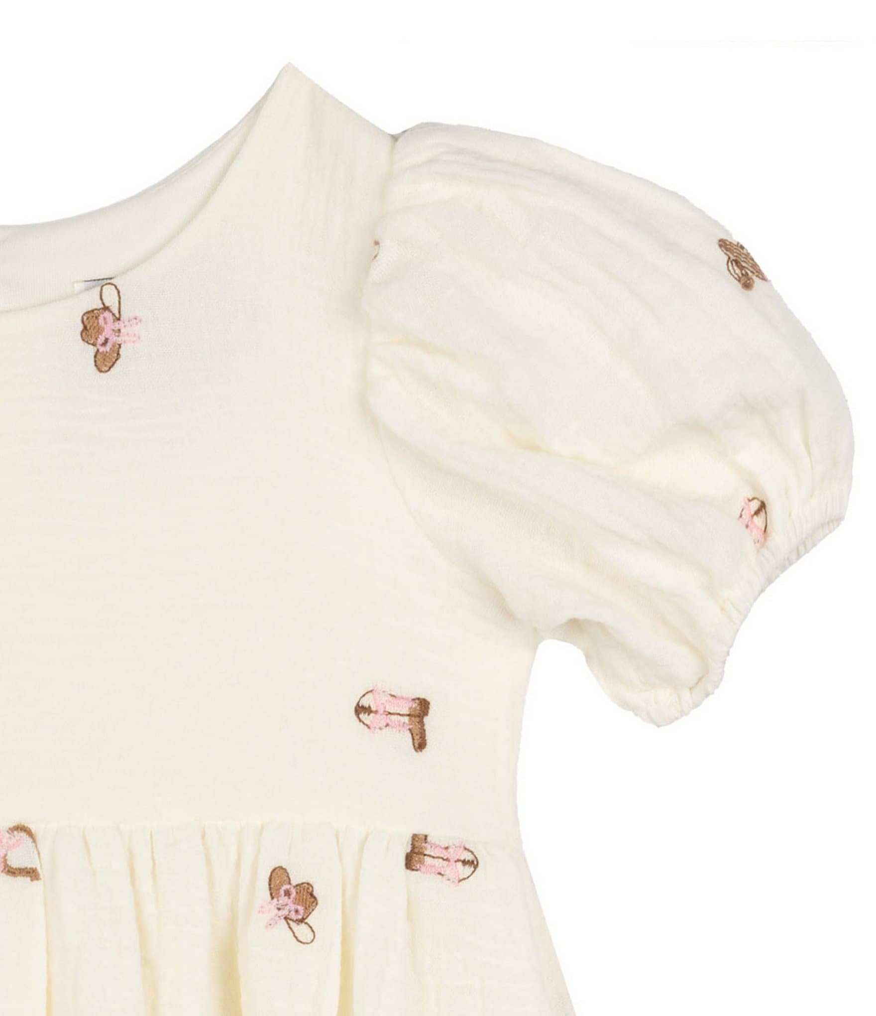 Rare Editions Little Girls Puffed-Sleeve Western-Inspired Embroidered Gauze Fit-And-Flare Dress