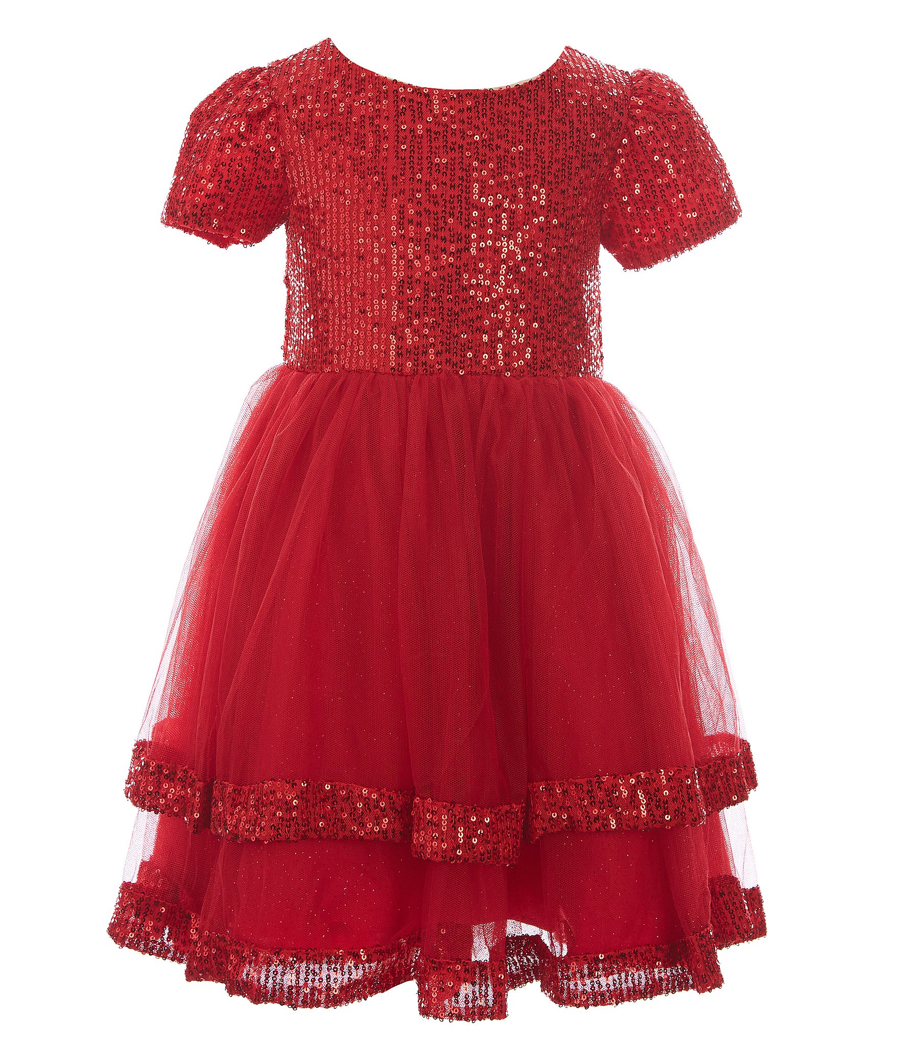 Rare Editions Little Girls 2T-6X Sequin Tiered Mesh Dress | Dillards