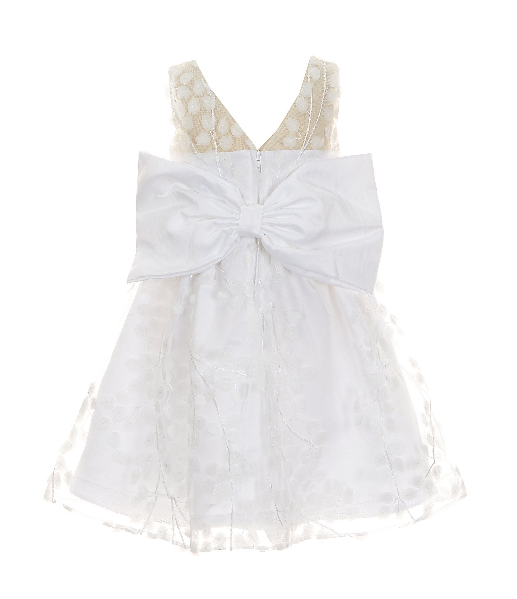 Rare Editions Little Girls 2T-6X Sleeveless Bow-Accented Embroidered Mesh Fit-And-Flare Dress