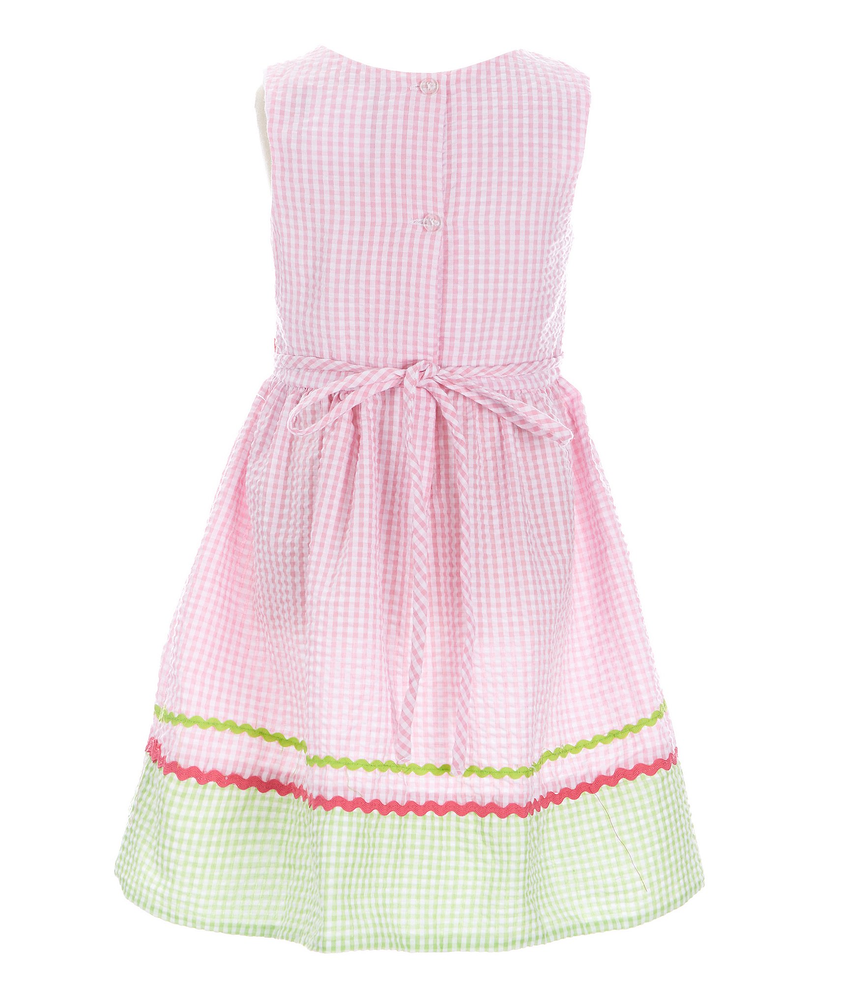 Rare Editions Little Girls 2T-6X Sleeveless Butterfly Applique Checked Seersucker Fit-And-Flare Dress