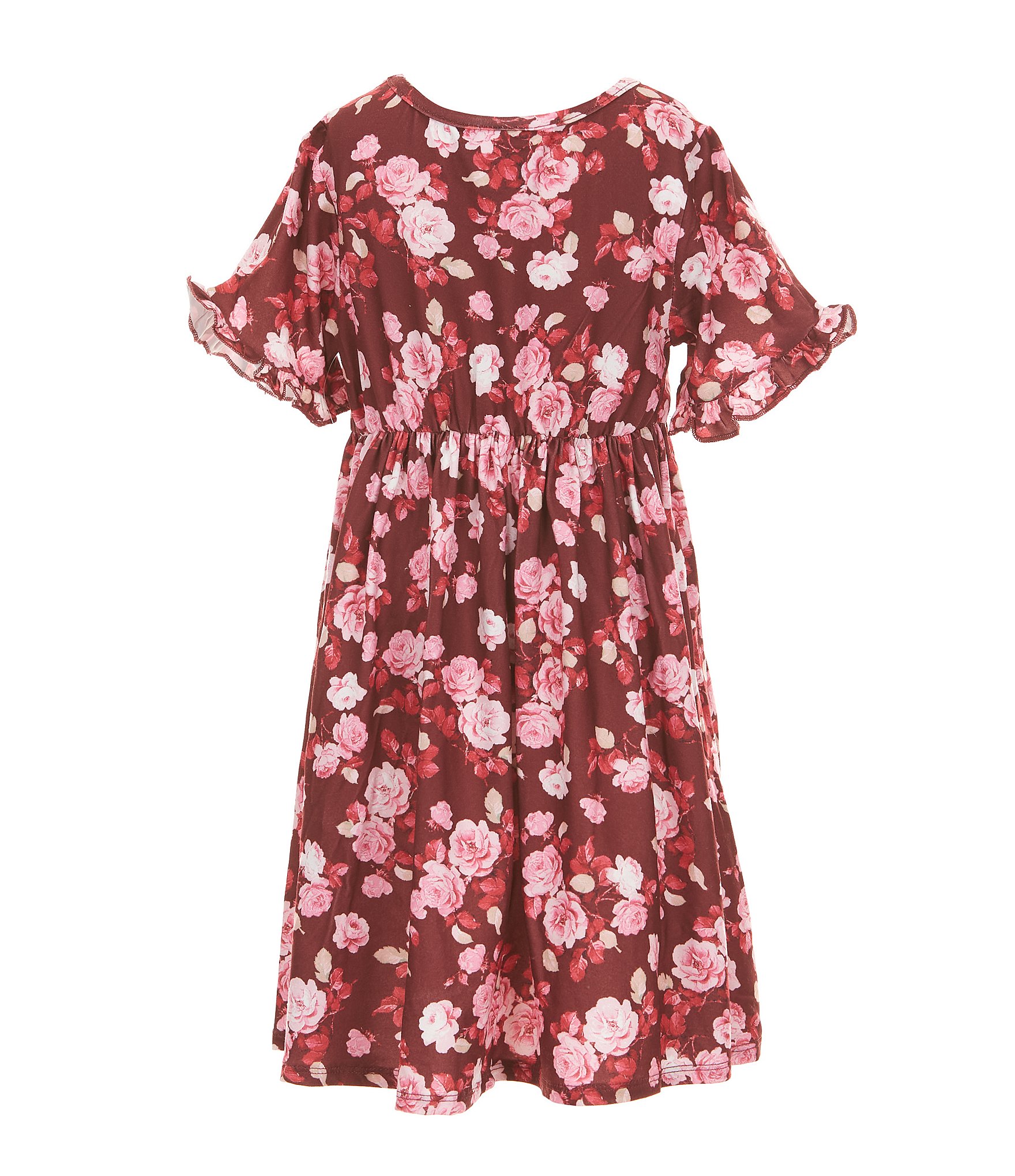 Rare Editions Little Girls Sleeveless Crocheted Cardigan & Short-Sleeve Floral-Printed Fit-And-Flare Dress Set