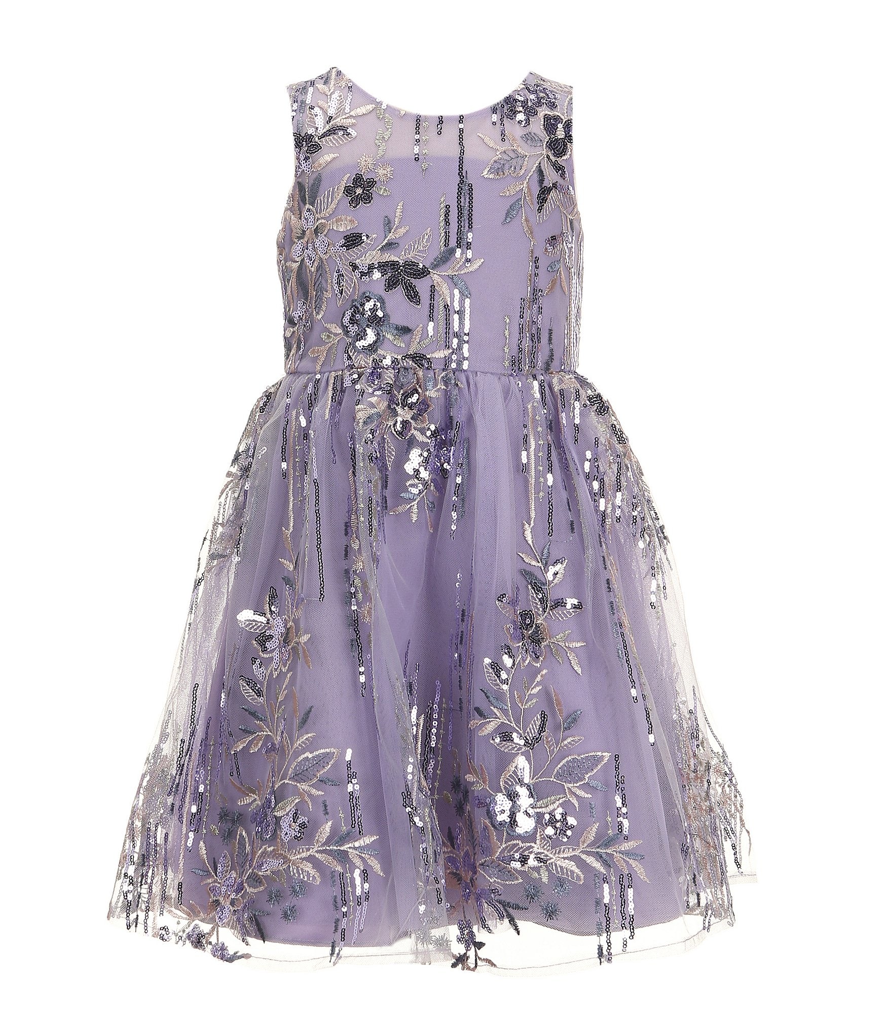 Rare Editions Little Girls 2T-6X Sleeveless Sequin-Embellished Burnout Floral Fit & Flare Dress