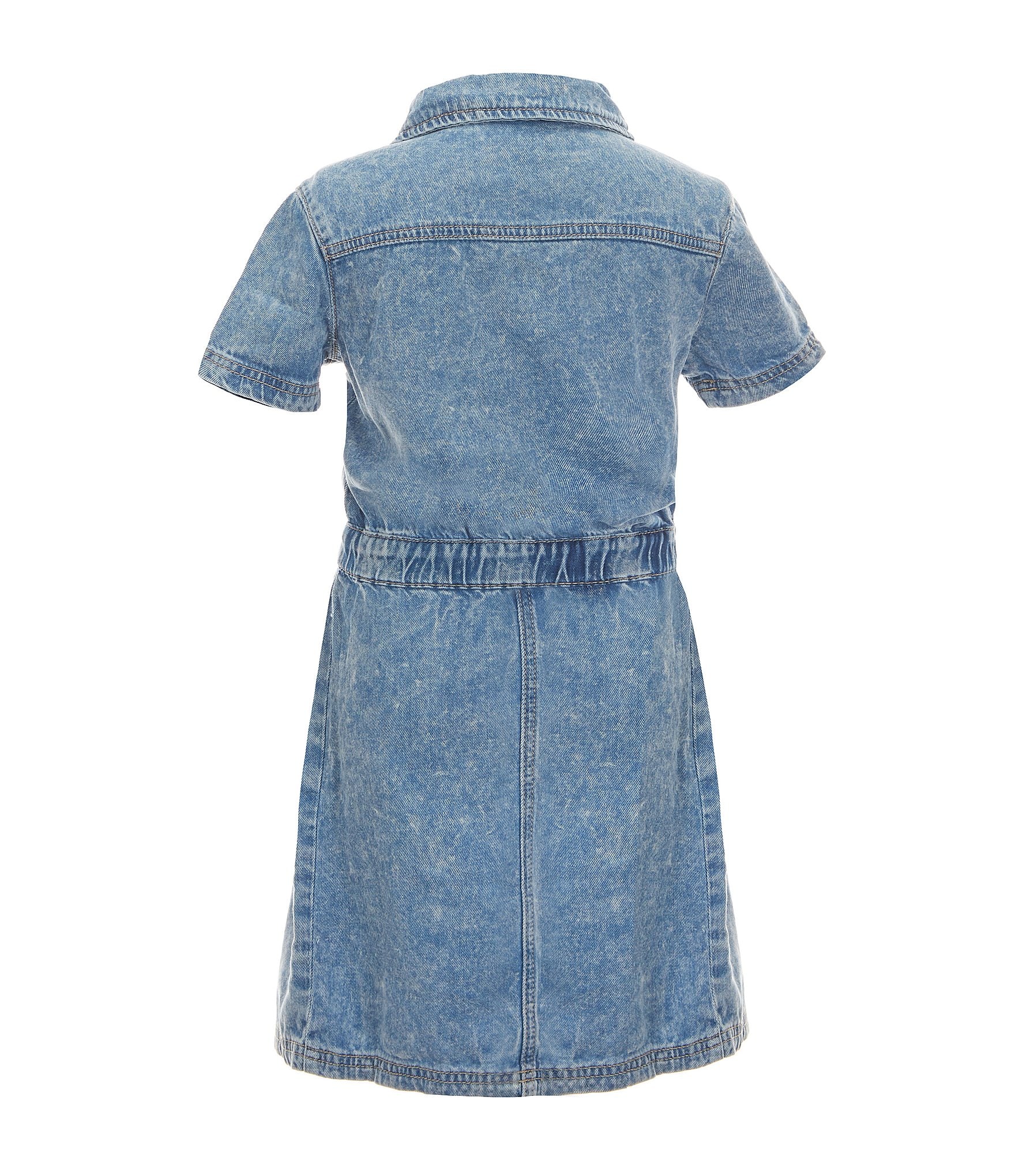 Rare Editions Big Girls 7-16 Short Sleeve Denim A-Line Dress