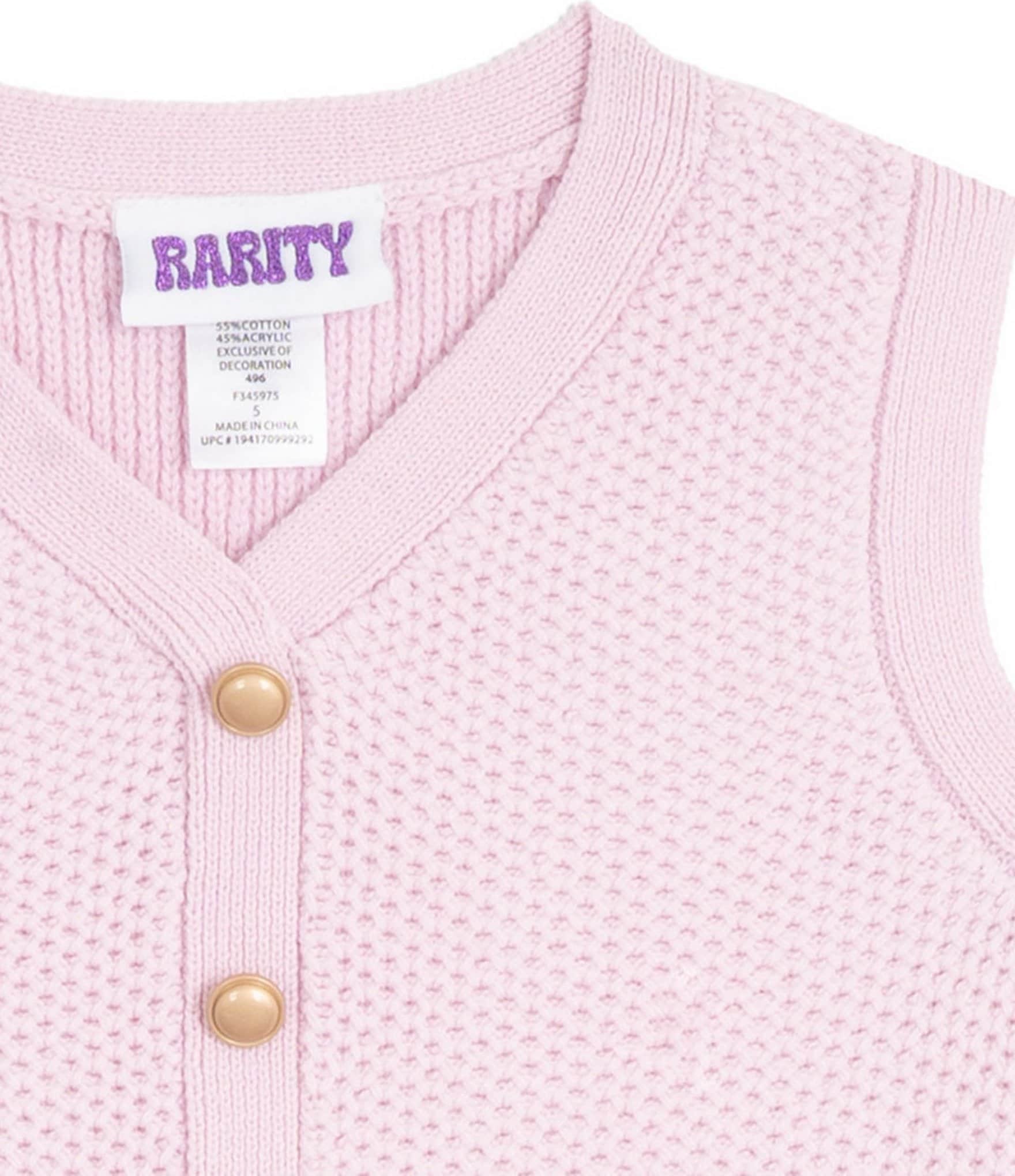 Rarity Little Girls Sleeveless Crocheted Vest & Bow-Detailed Jeans Set