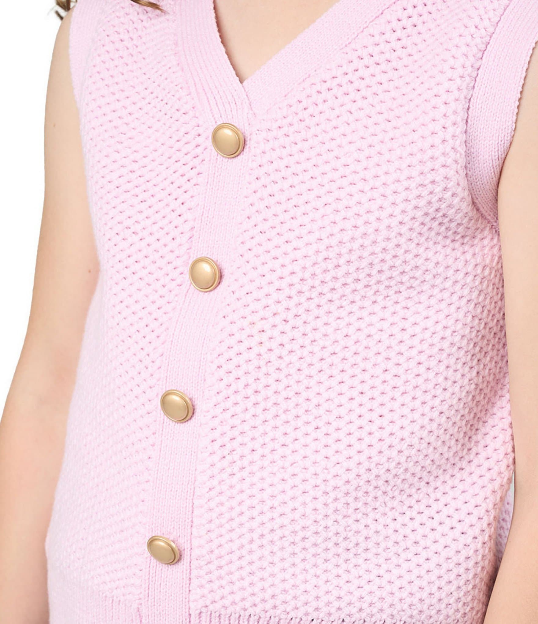 Rarity Little Girls Sleeveless Crocheted Vest & Bow-Detailed Jeans Set