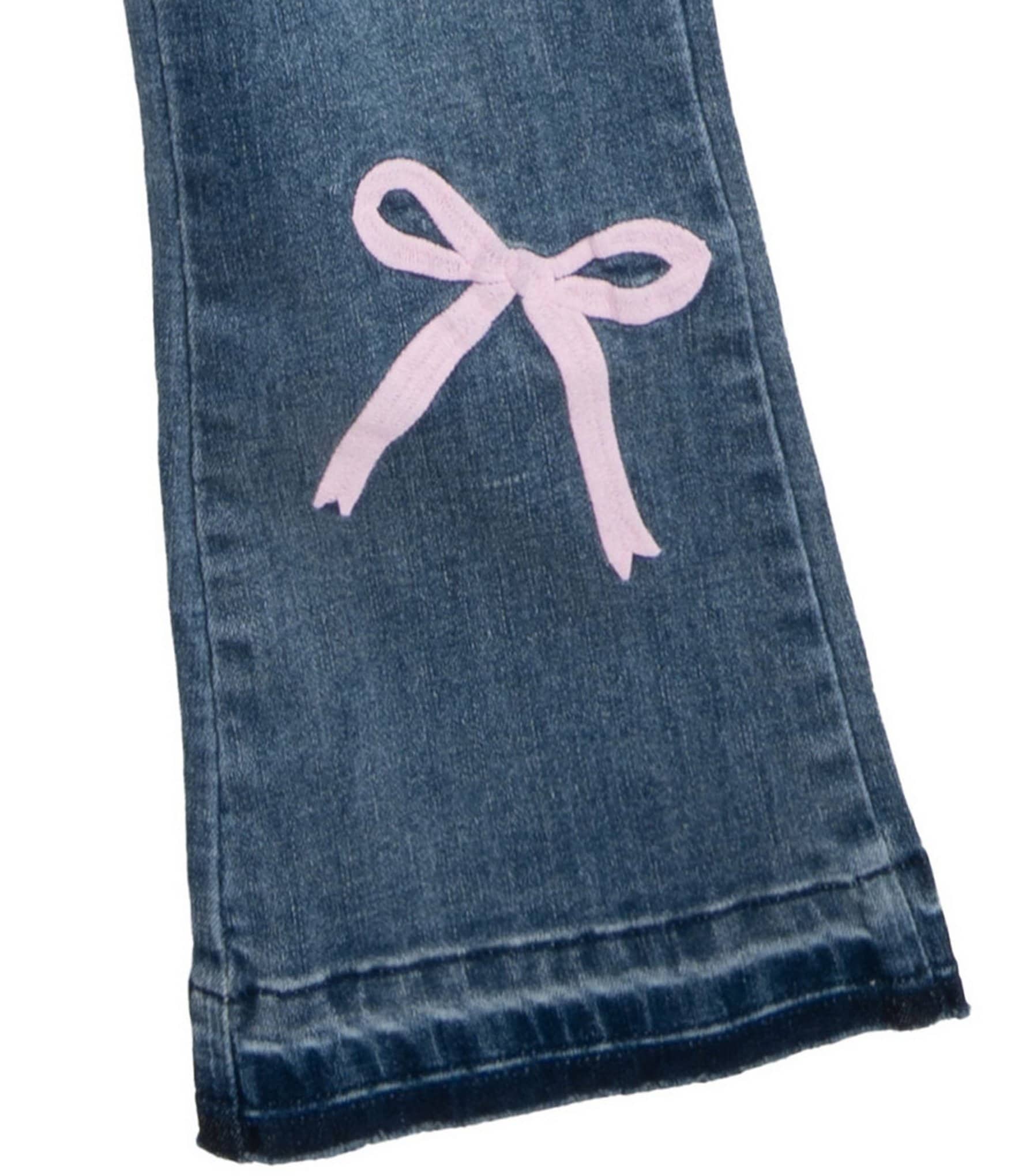 Rarity Little Girls Sleeveless Crocheted Vest & Bow-Detailed Jeans Set