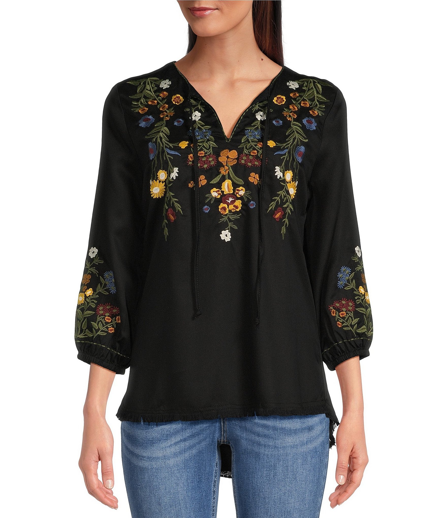Women's 3/4 Sleeve Embroidered … curated on LTK
