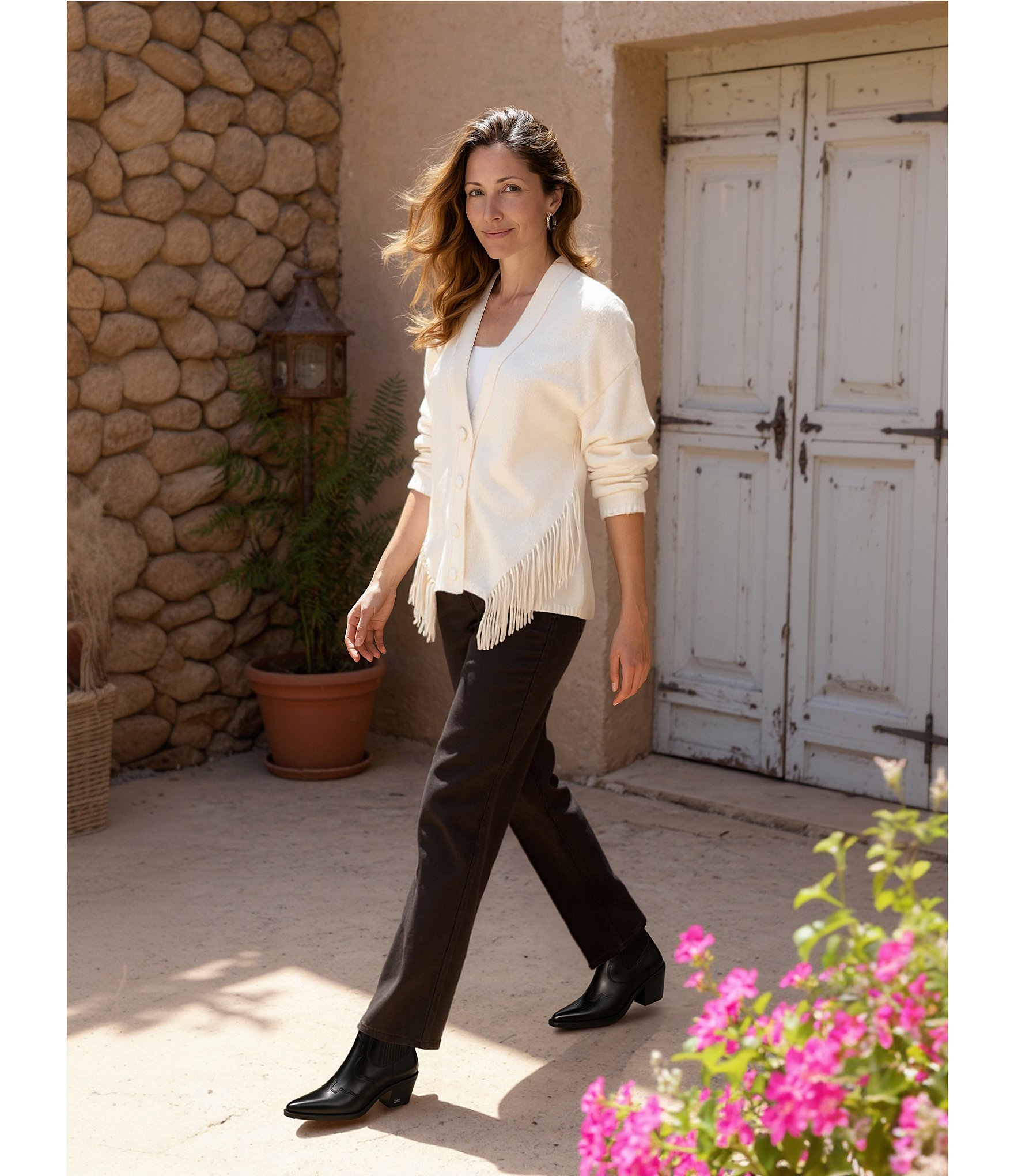 Reba Delaney Stretch Denim Wide Leg Jeans