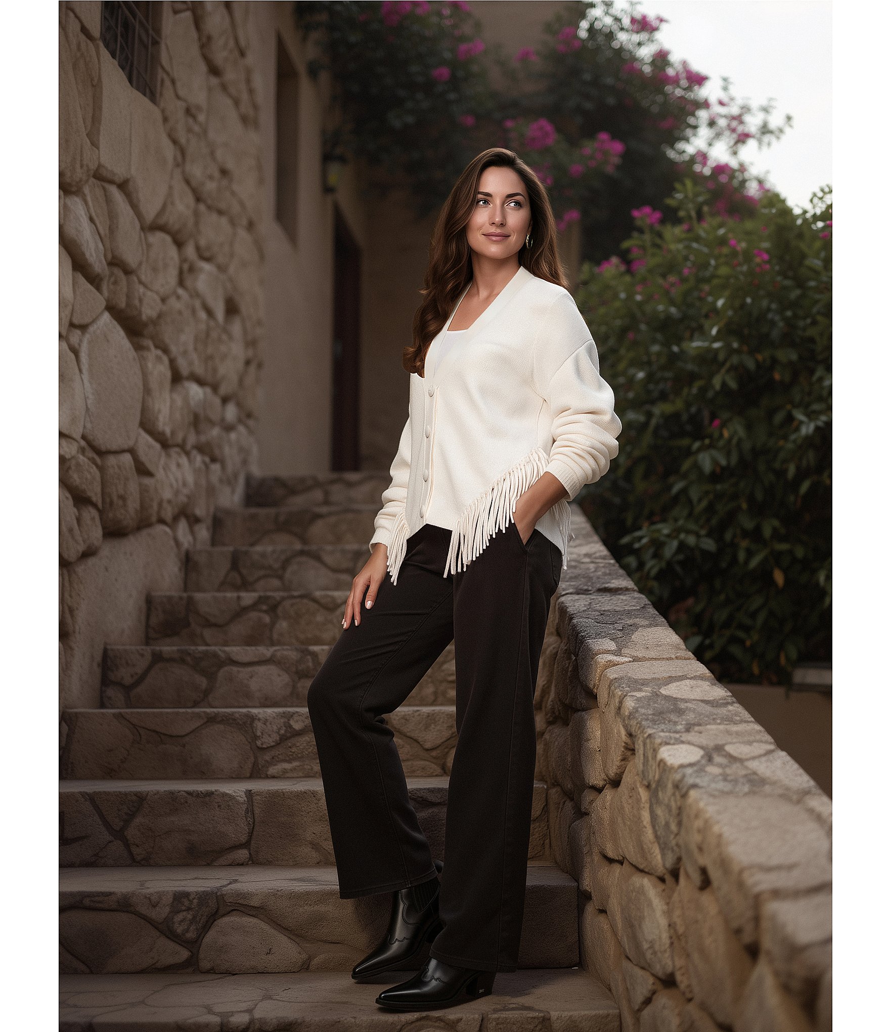 Reba Delaney Stretch Denim Wide Leg Jeans