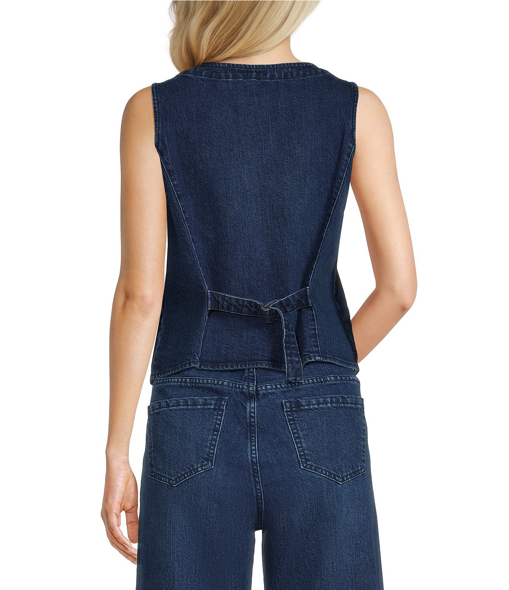 Reba Jenny Denim V-Neck Button Front Coordinating Vest