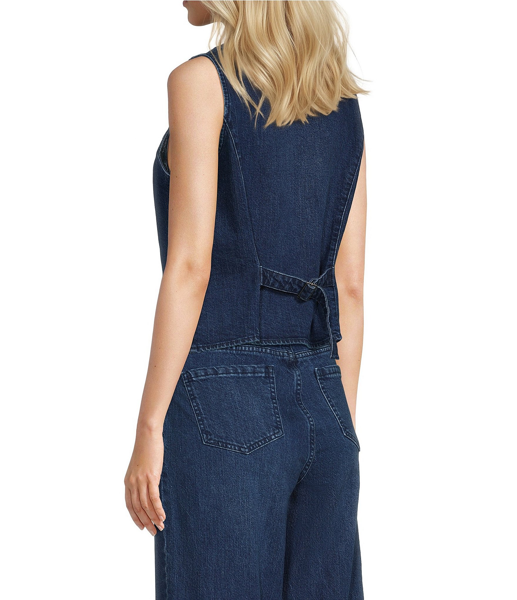 Reba Jenny Denim V-Neck Button Front Coordinating Vest