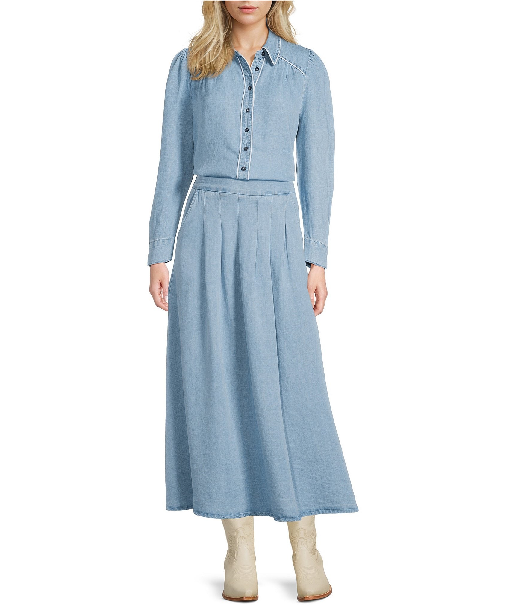 Reba Ranchland Blues A-Line Pull On Coordinating Midi Skirt