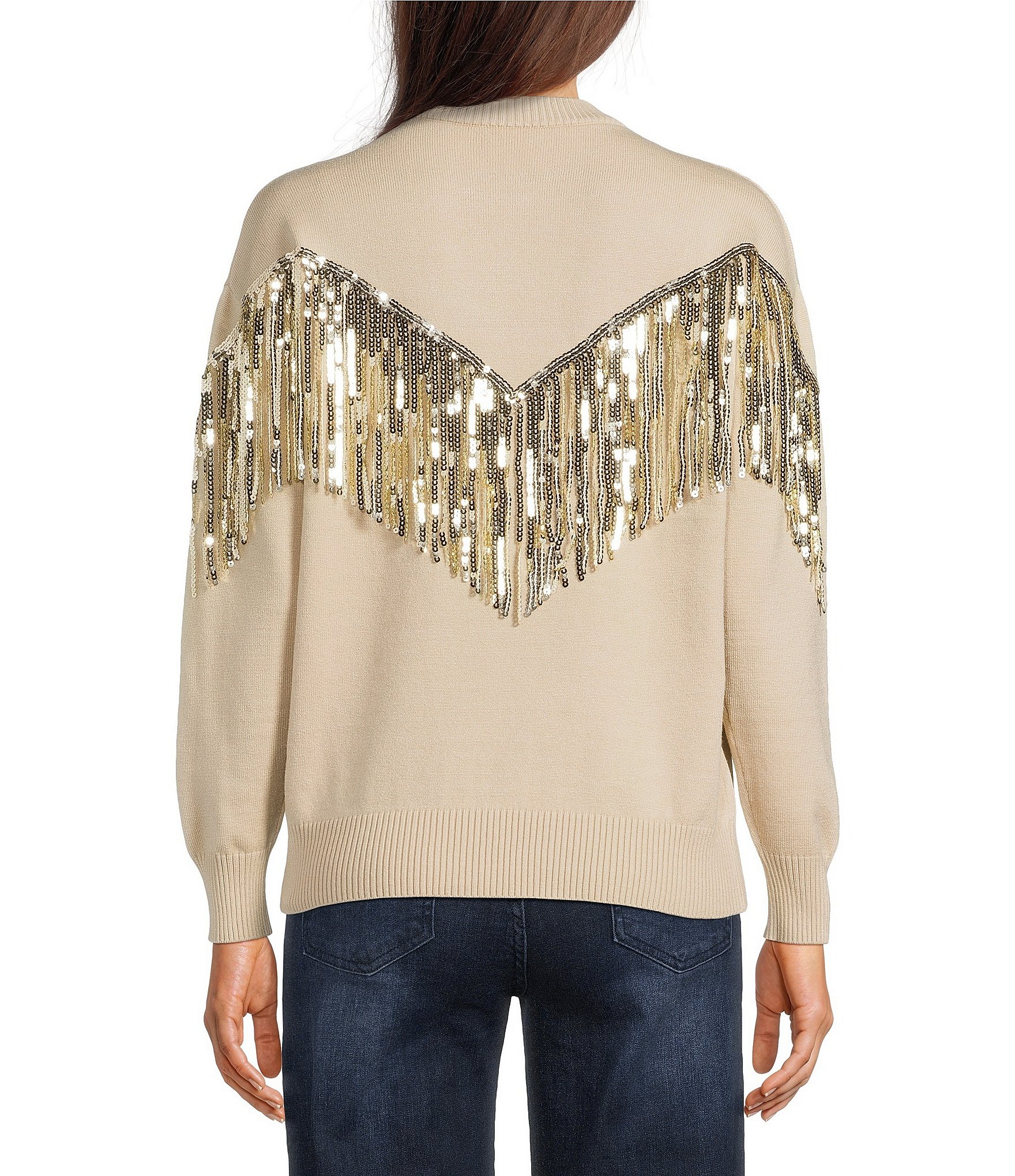 Reba Sequin Fringe Sweater