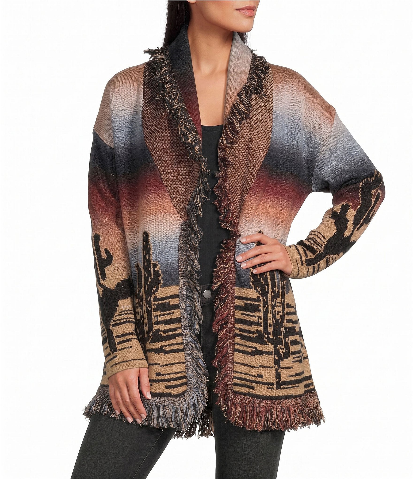 Reba Sweater Knit Long Sleeve Cactus Cardigan
